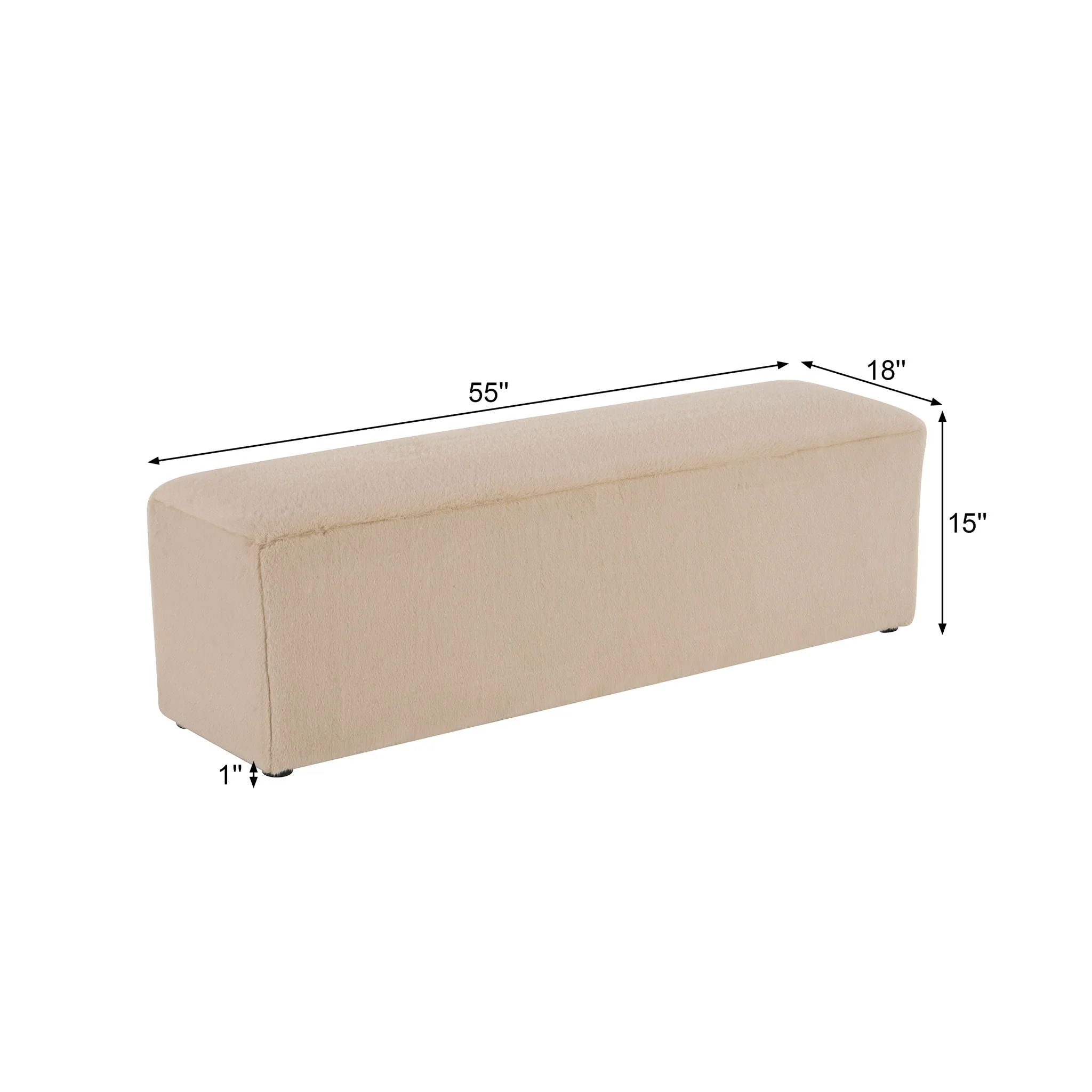 Long Plush Ottoman, Simple Footstool And Seat For Home Use - Almond - Image 2
