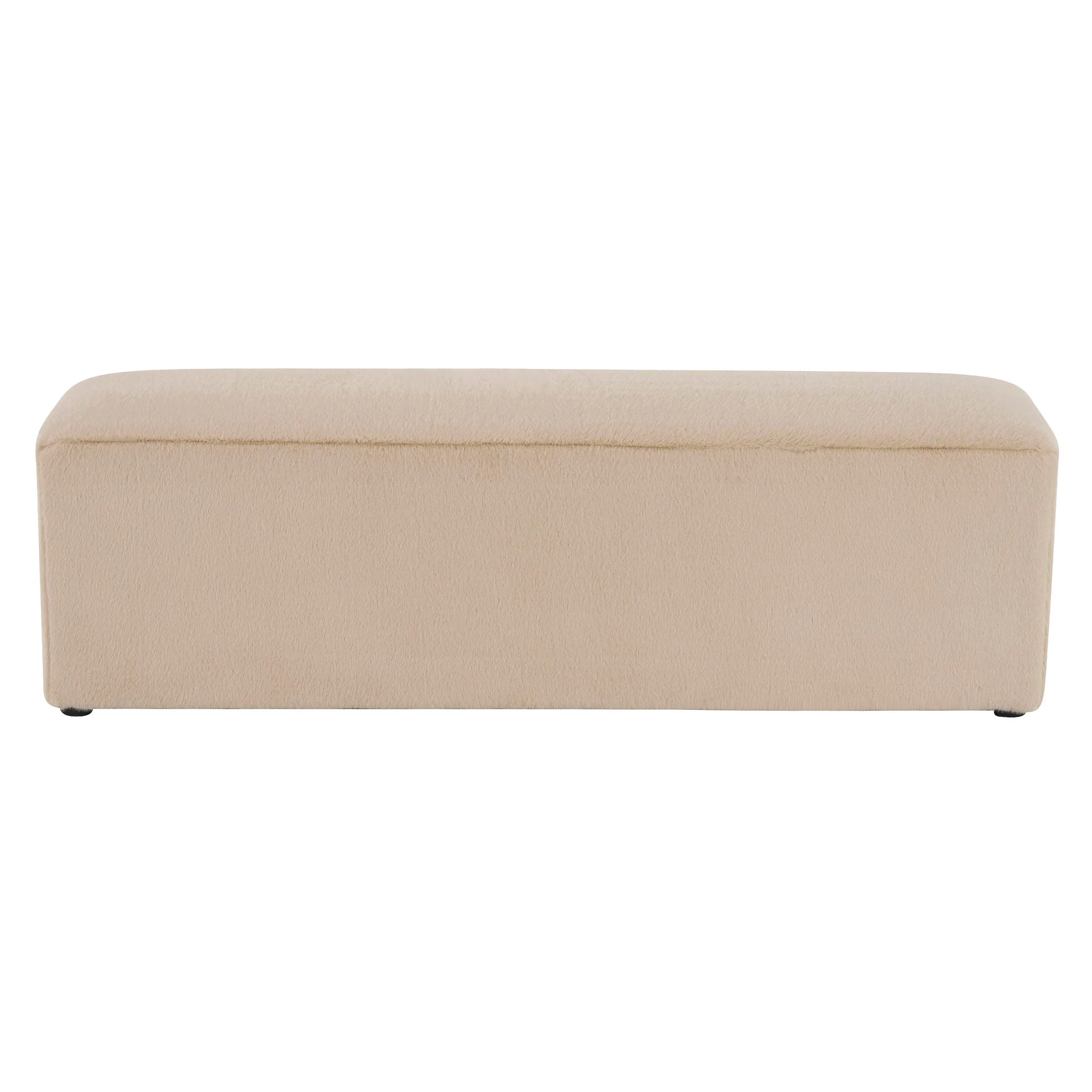 Long Plush Ottoman, Simple Footstool And Seat For Home Use - Almond - Image 4