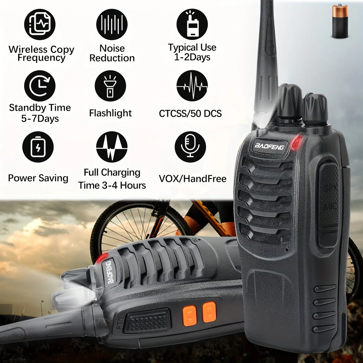 Long Range Walkie Talkies for Adults, Rechargeable 2-Way Radios with Earpieces - Image 6
