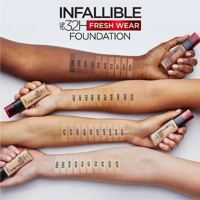 L'Oreal Paris Infallible 32HR Fresh Wear Foundation SPF 25 440 Natural Rose 1 fl oz - Missing Lid - Image 4