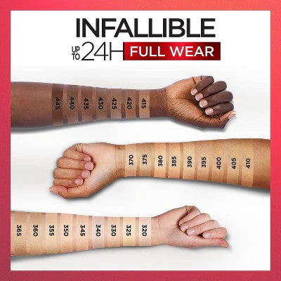 L'Oreal Paris Infallible Full Wear, Full Coverage 425 Chestnut 0.33 fl oz - Imperfect Container - Image 5