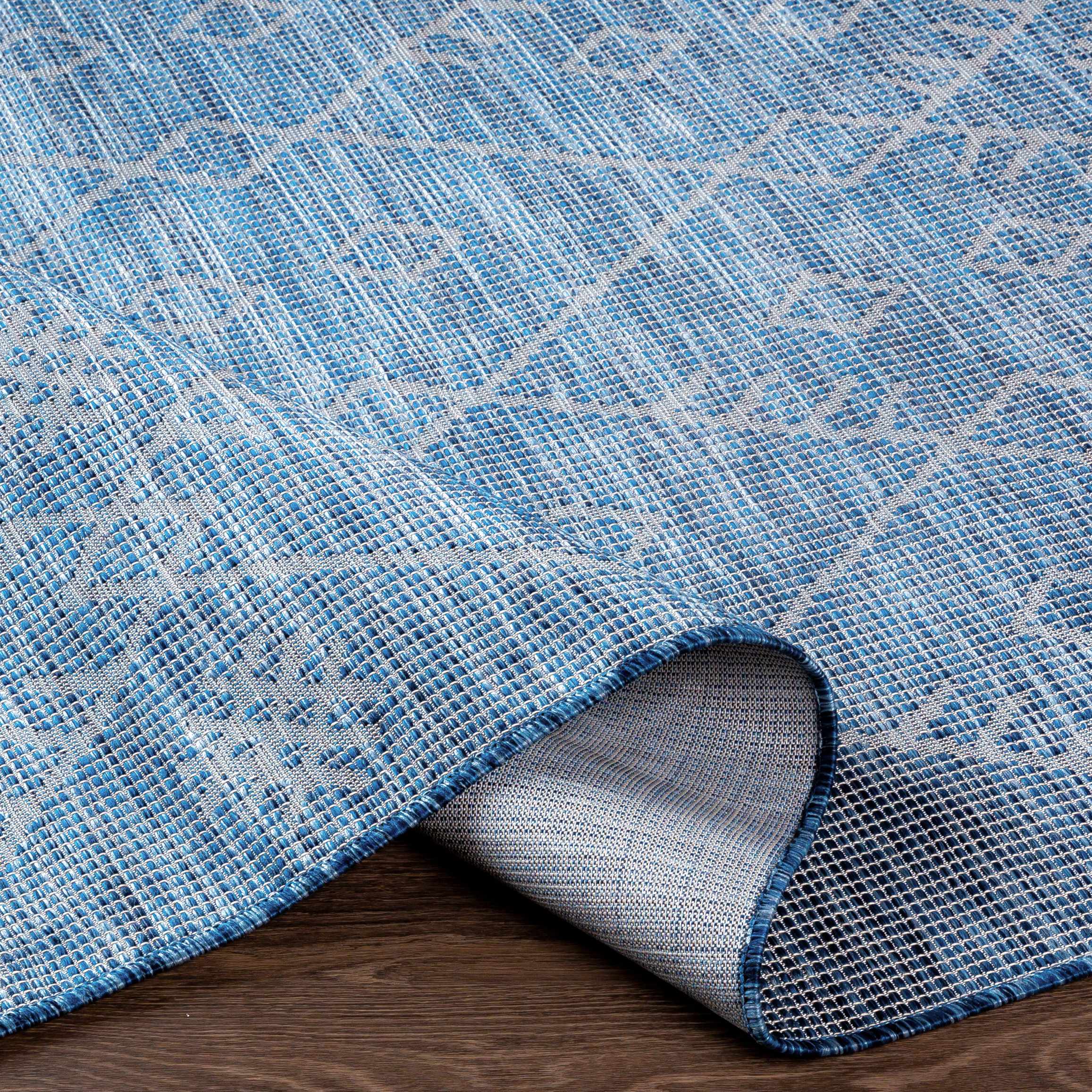 Lorena Blue Flatweave Trellis Area Carpet - Clearance - Image 6