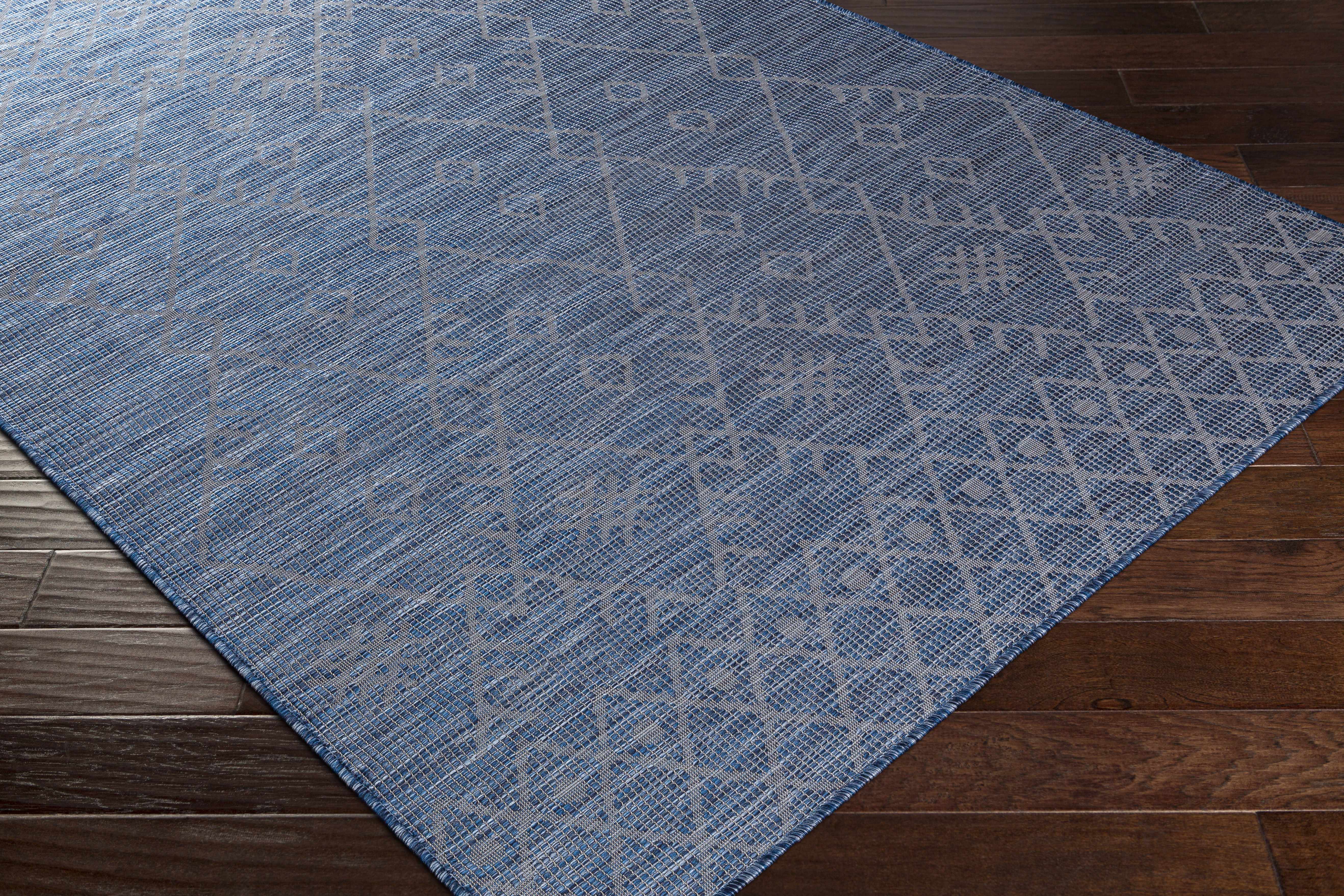 Lorena Blue Flatweave Trellis Area Carpet - Clearance - Image 7