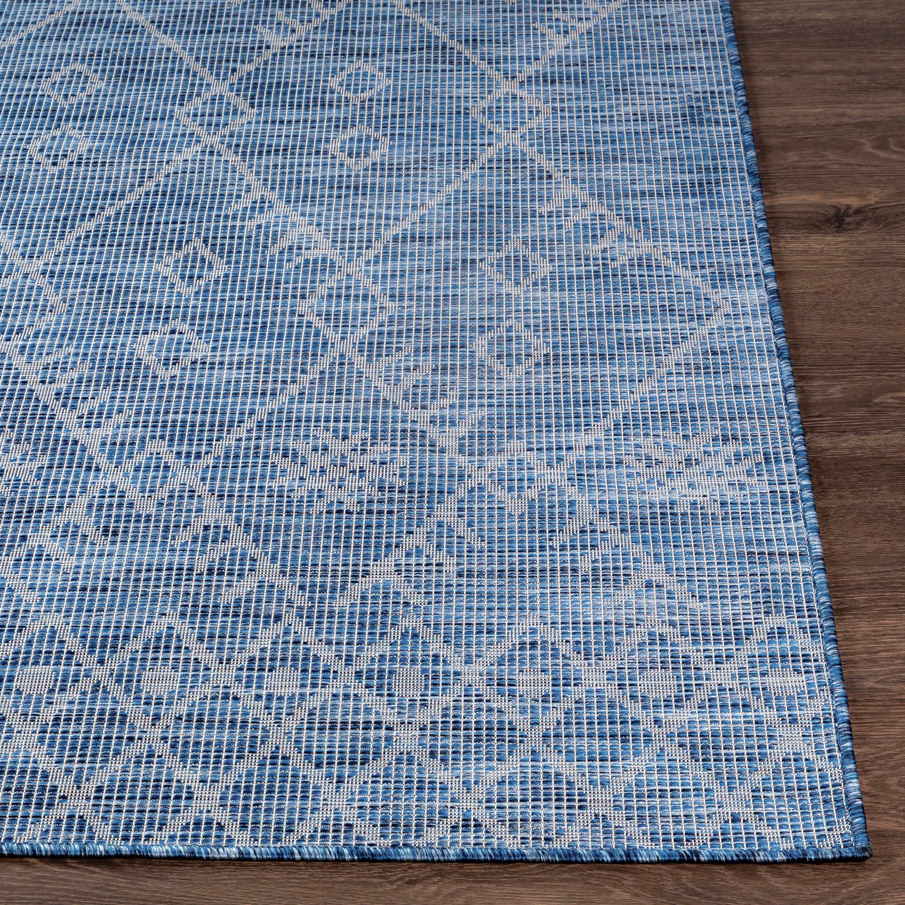 Lorena Blue Flatweave Trellis Area Carpet - Clearance - Image 8