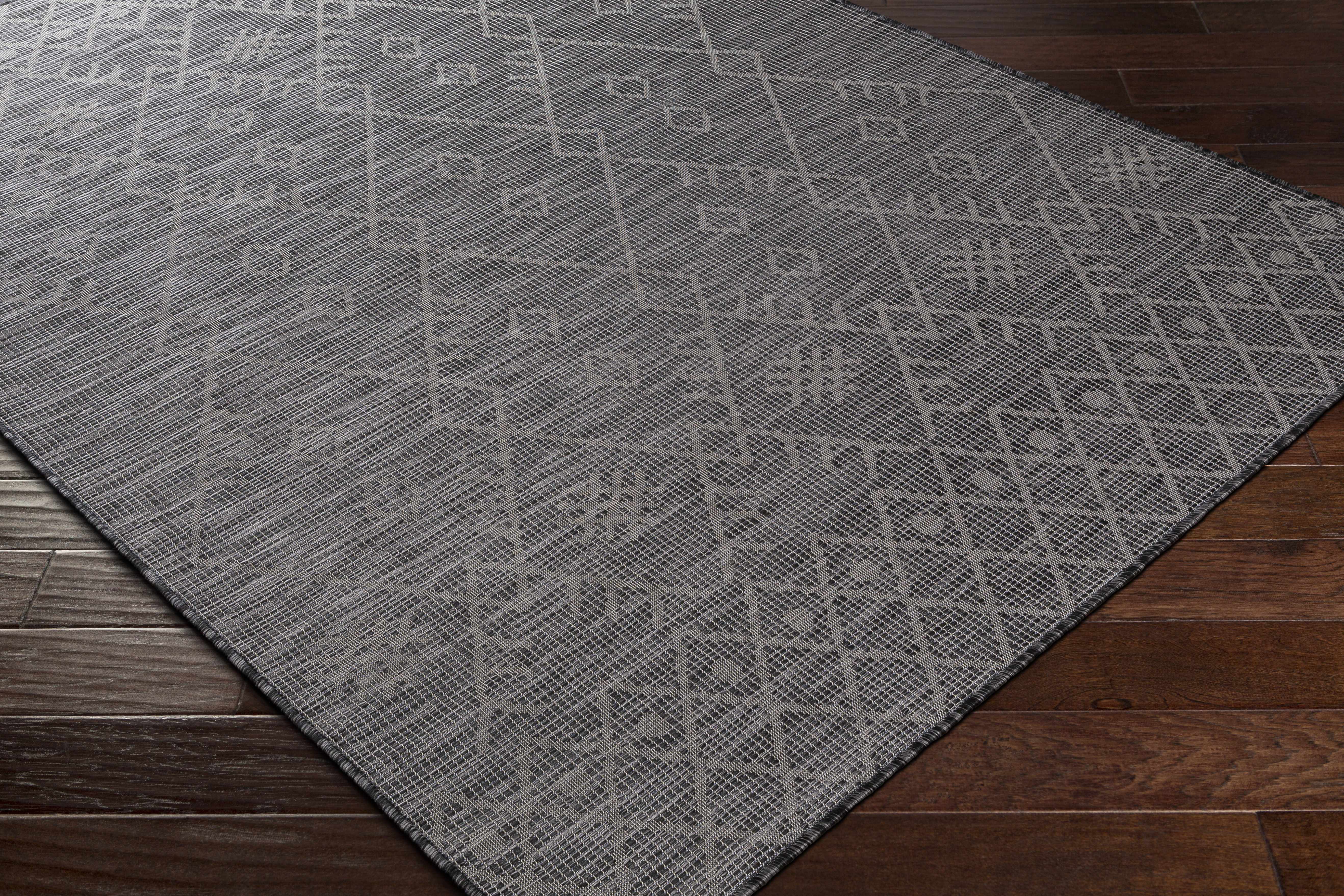 Lorena Charcoal Flatweave Trellis Carpet - Clearance - Image 5