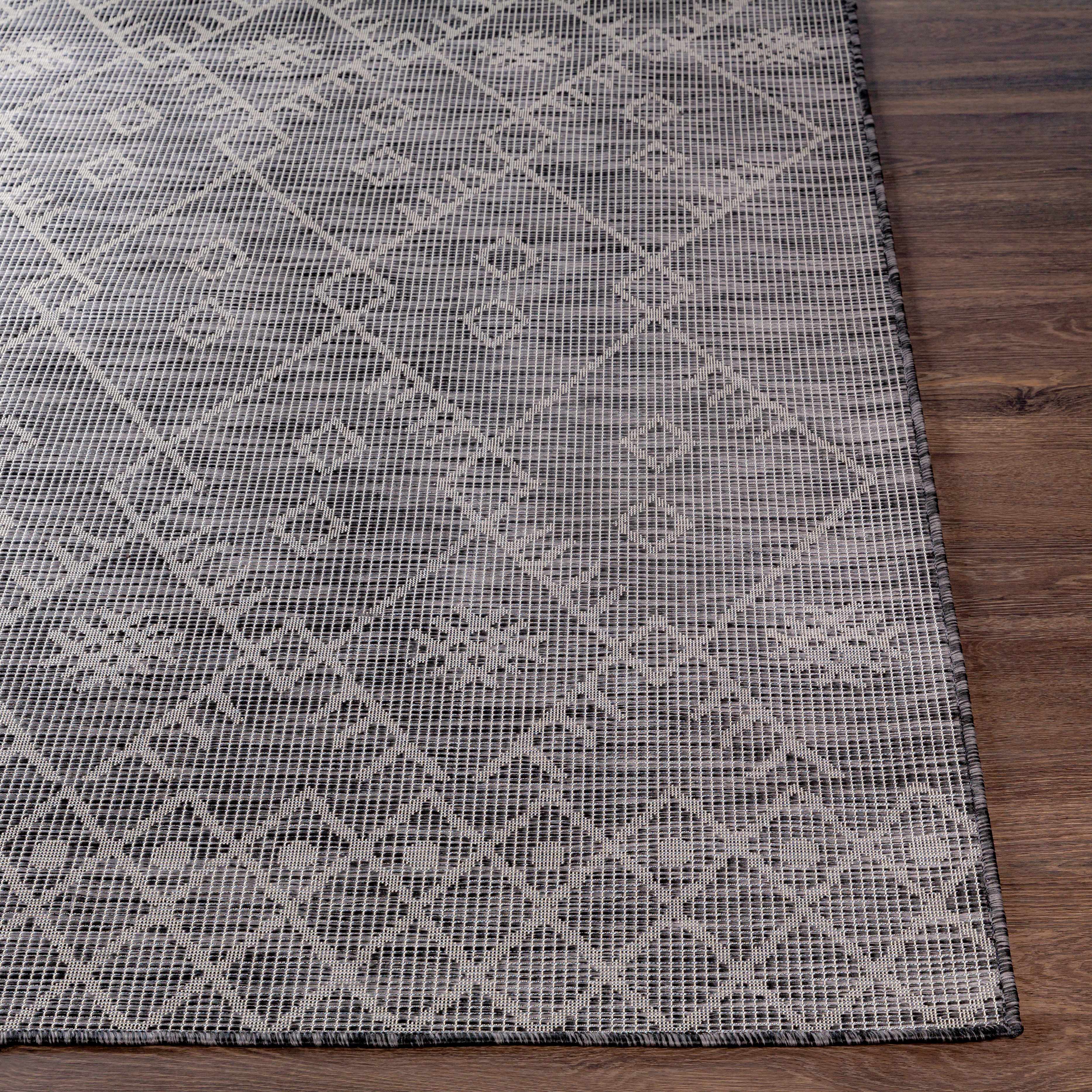 Lorena Charcoal Flatweave Trellis Carpet - Clearance - Image 6