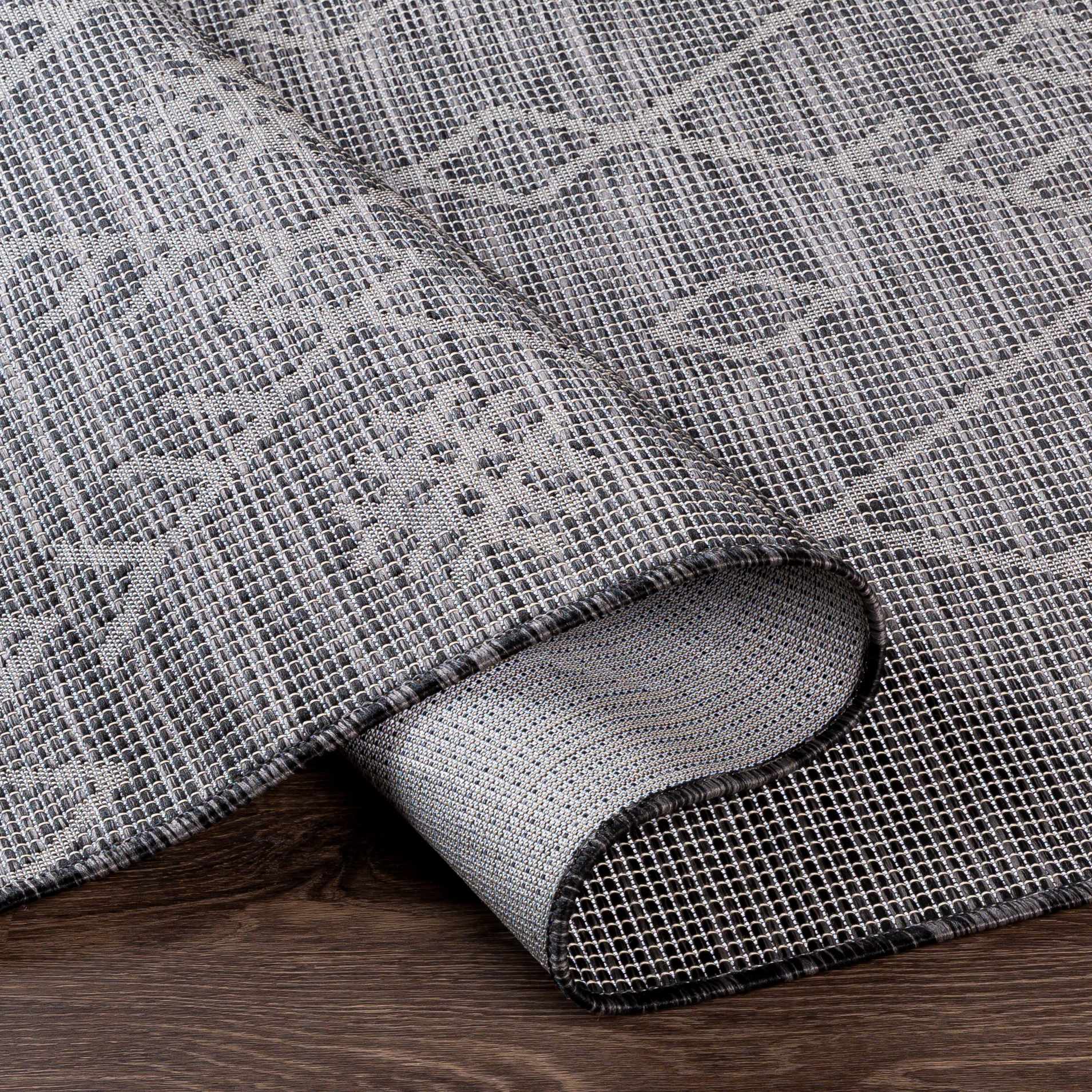 Lorena Charcoal Flatweave Trellis Carpet - Clearance - Image 7