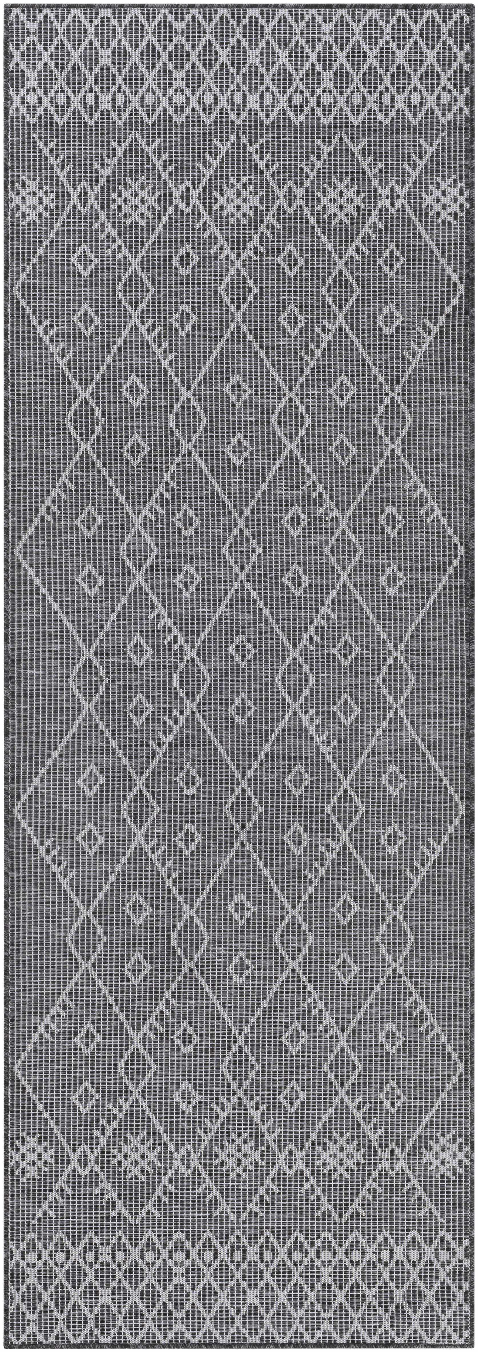 Lorena Charcoal Flatweave Trellis Carpet - Clearance - Image 9