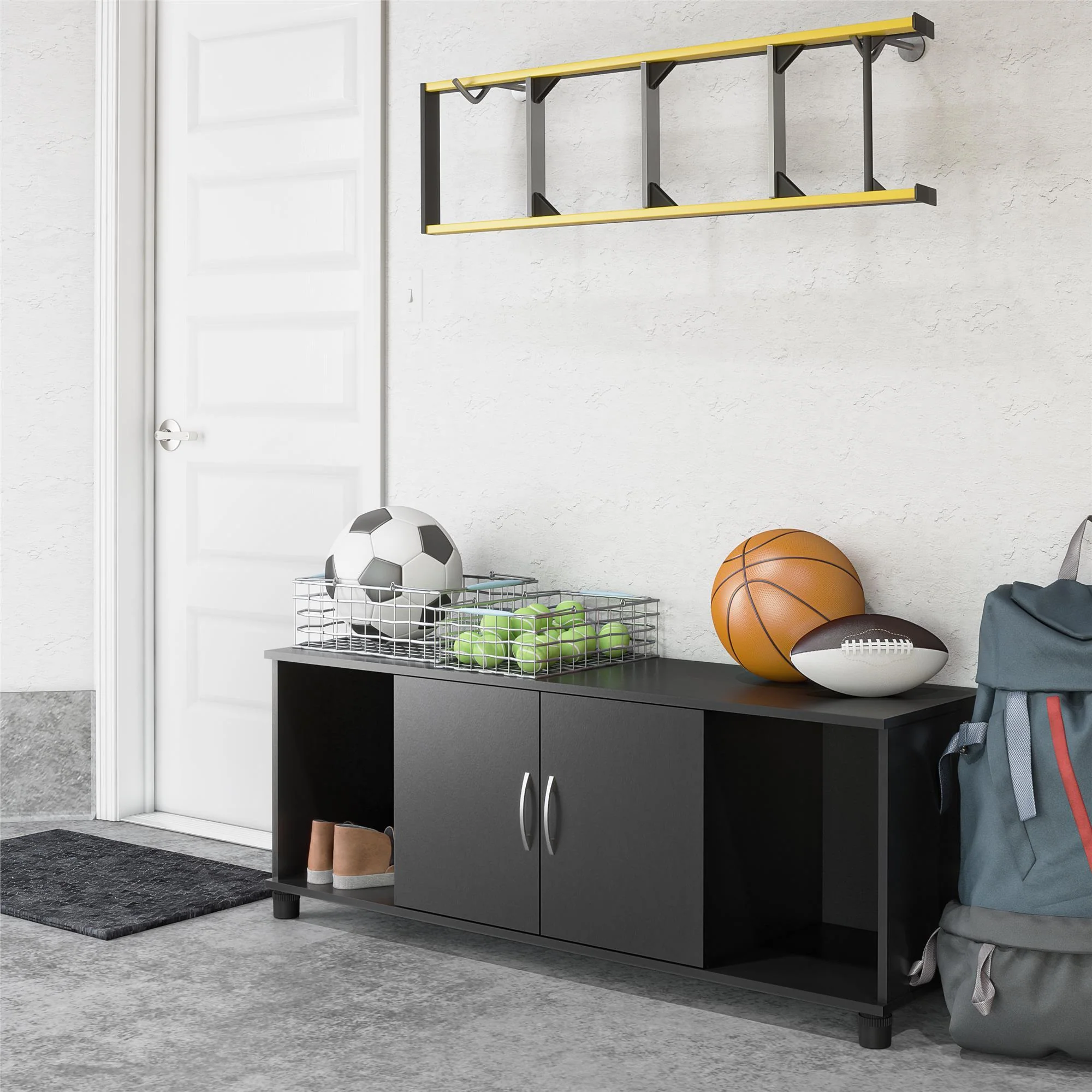 Lory - Shoe Storage Bench - Black - Image 4