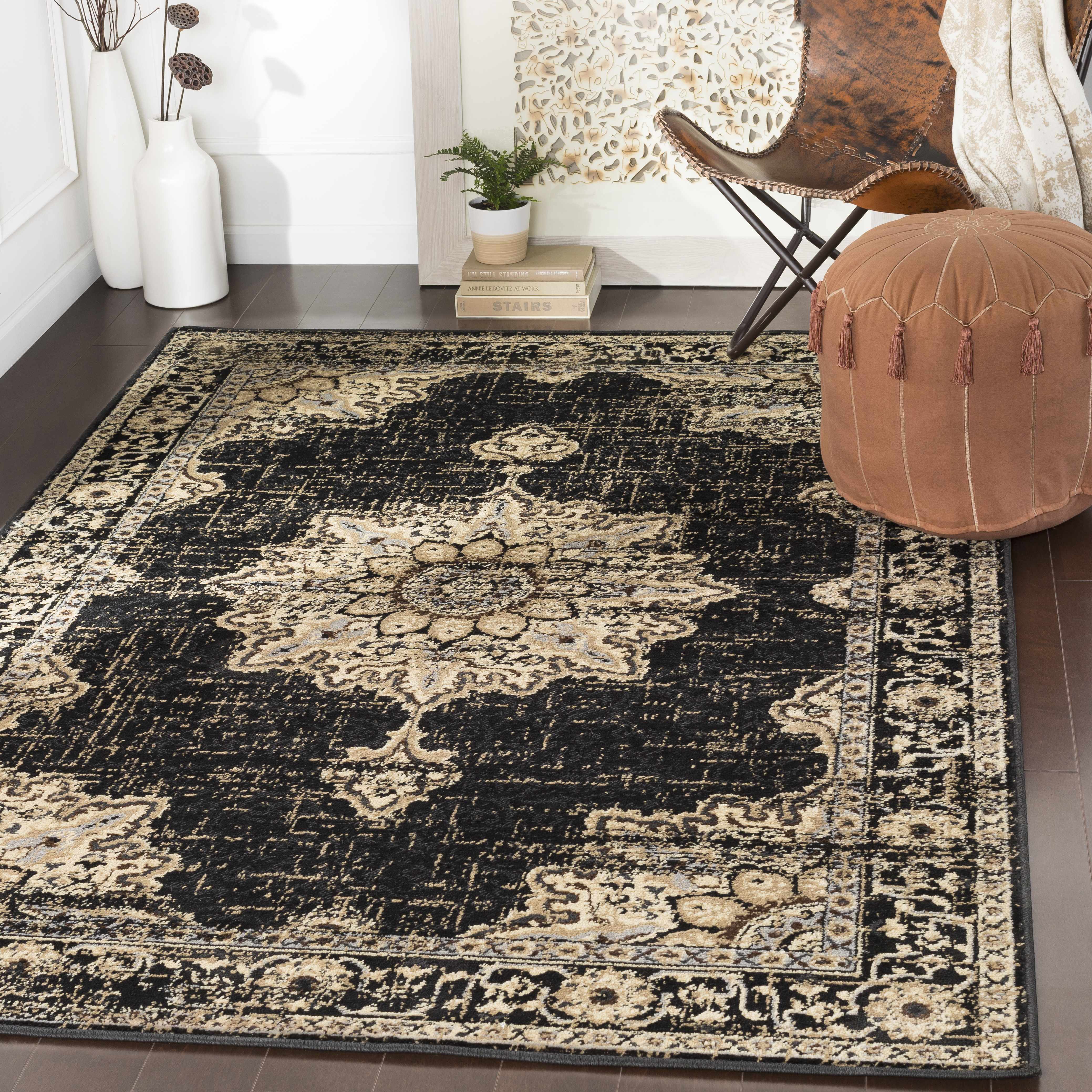 Lostwithiel Black Medallion Rug - Image 2