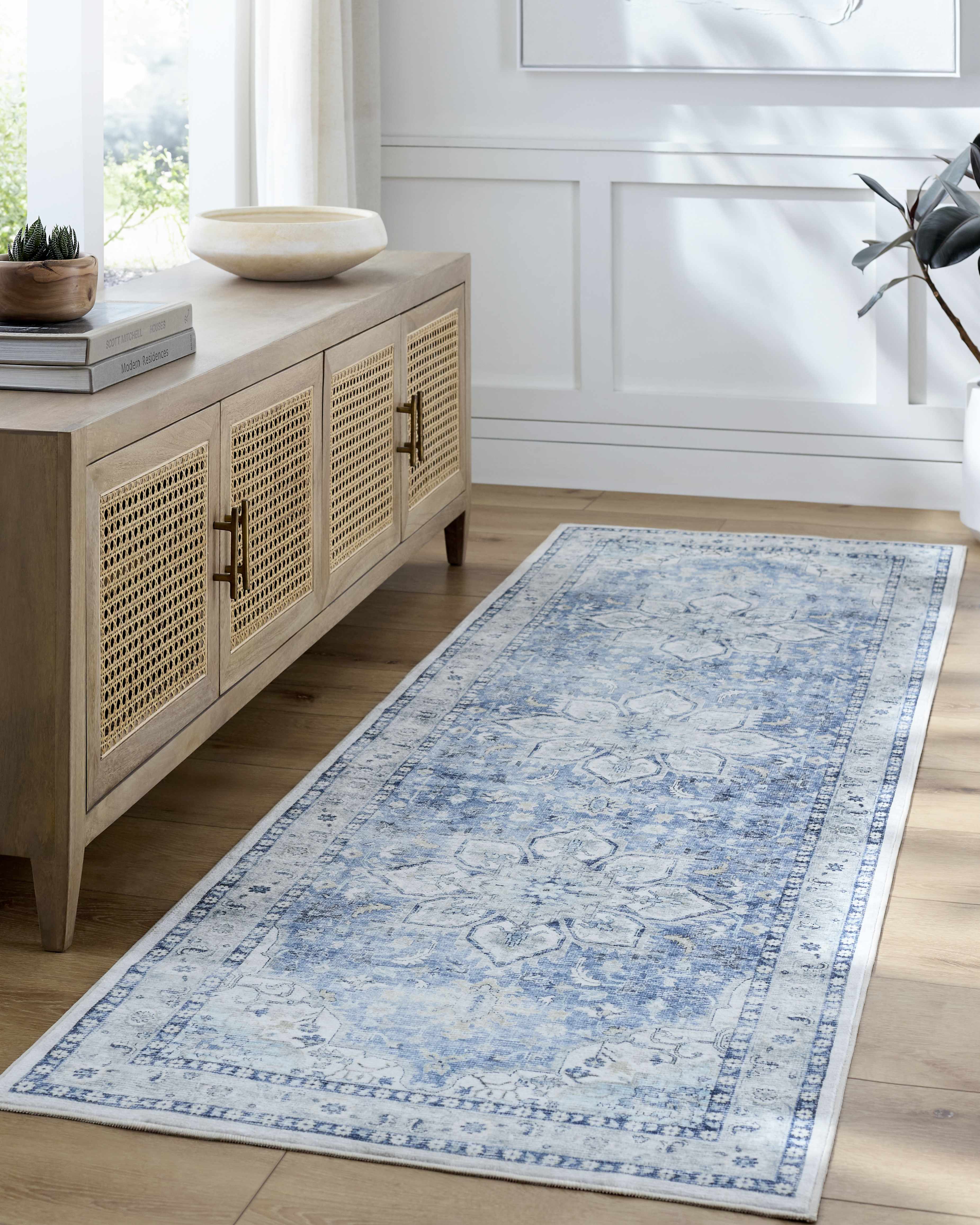 Lotan Blue Medallion Washable Area Rug - Image 2