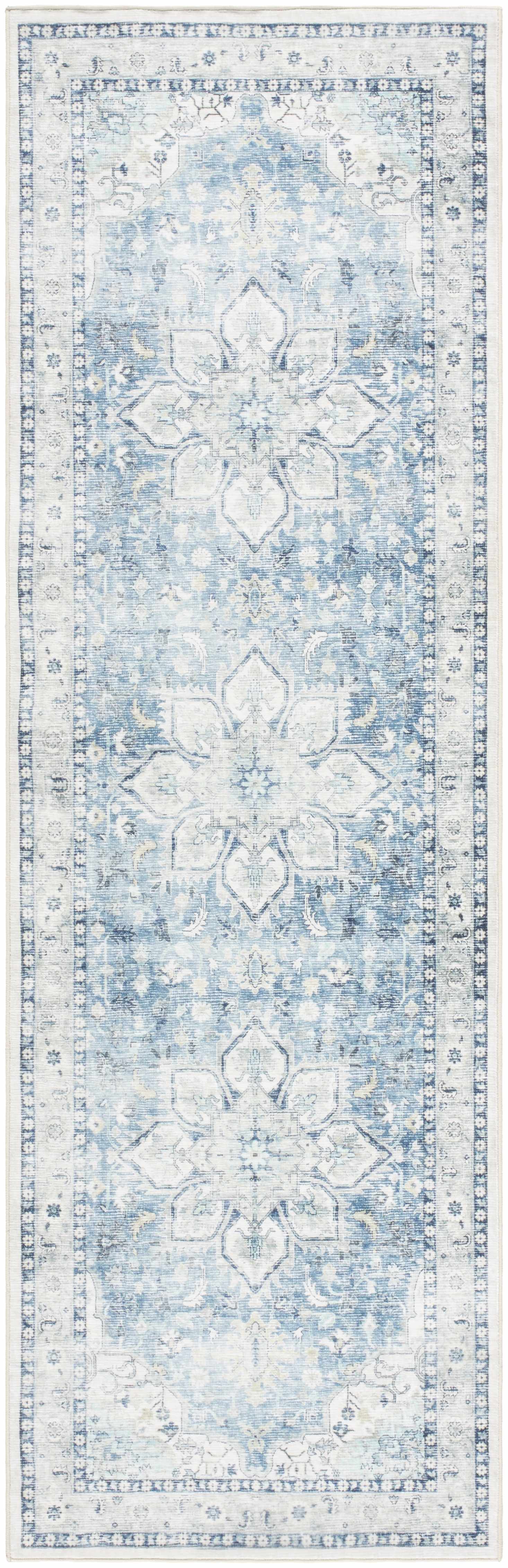 Lotan Blue Medallion Washable Area Rug - Image 3