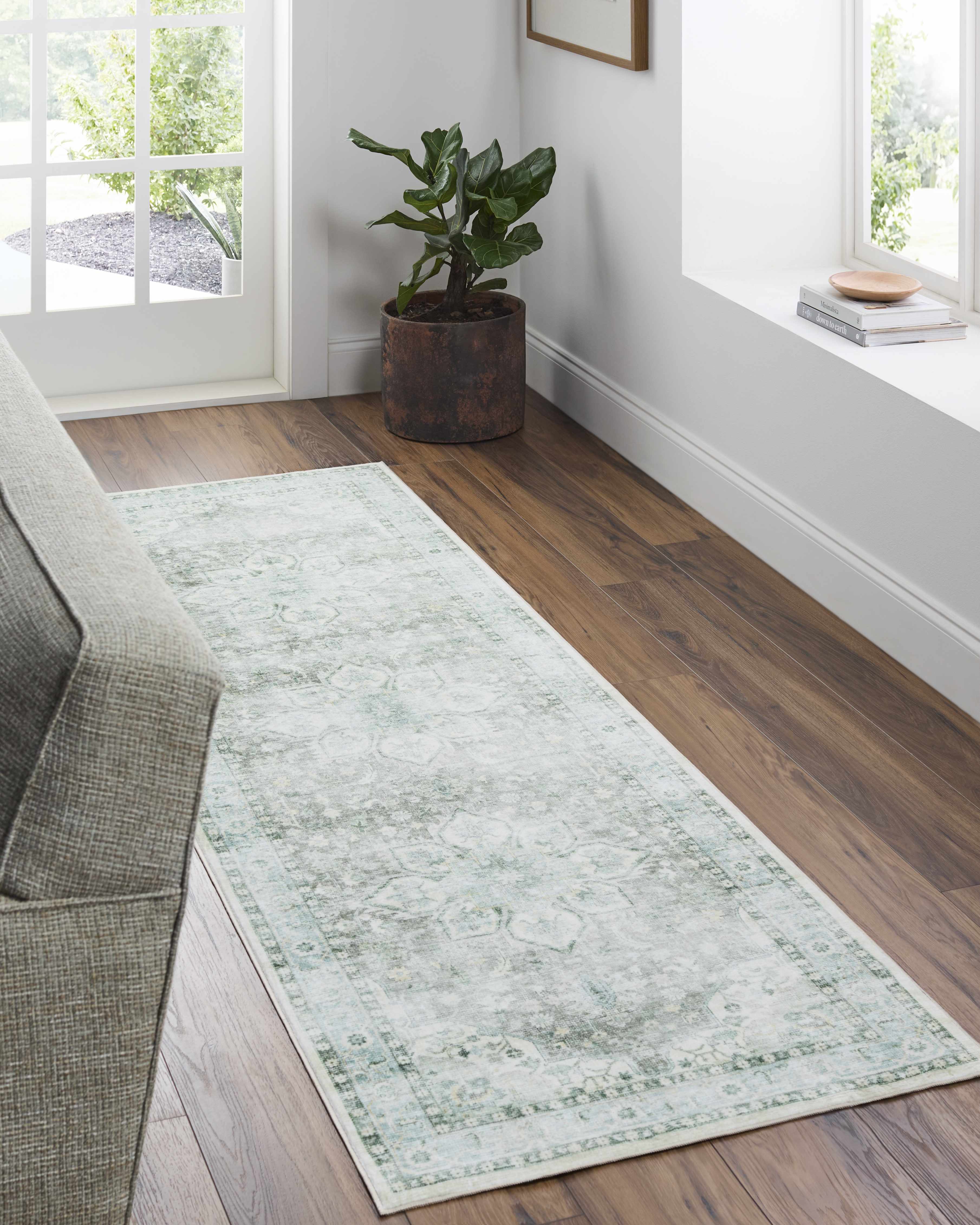 Lotan Green Medallion Washable Area Rug - Image 2