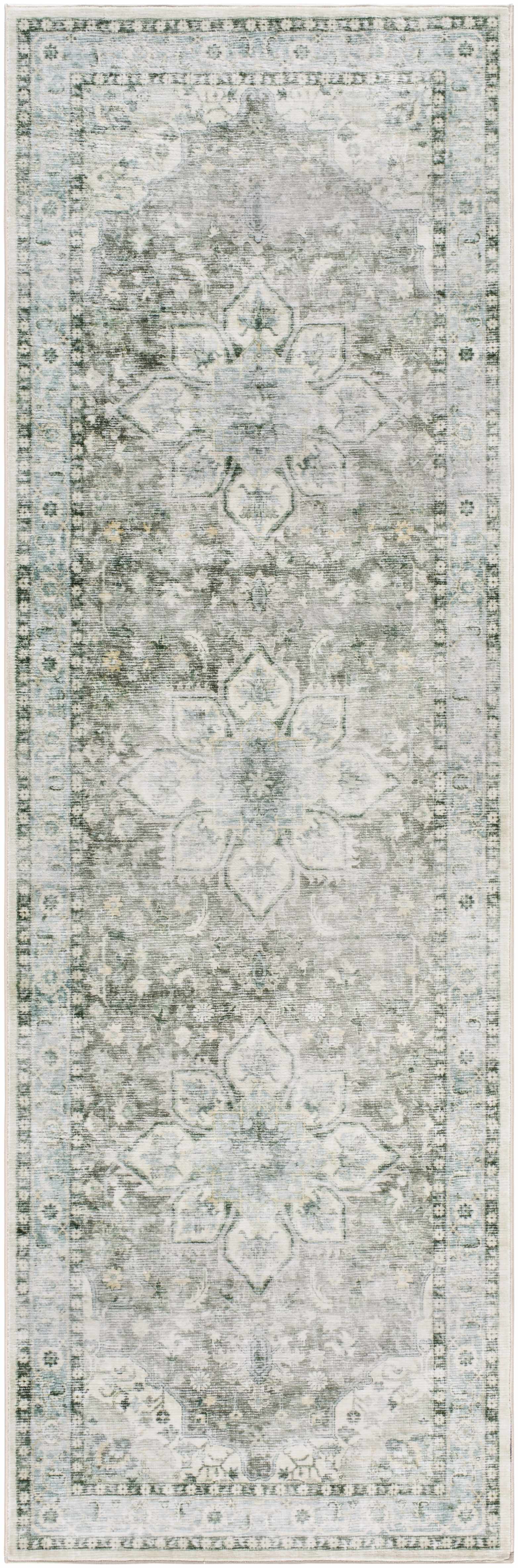 Lotan Green Medallion Washable Area Rug - Image 3