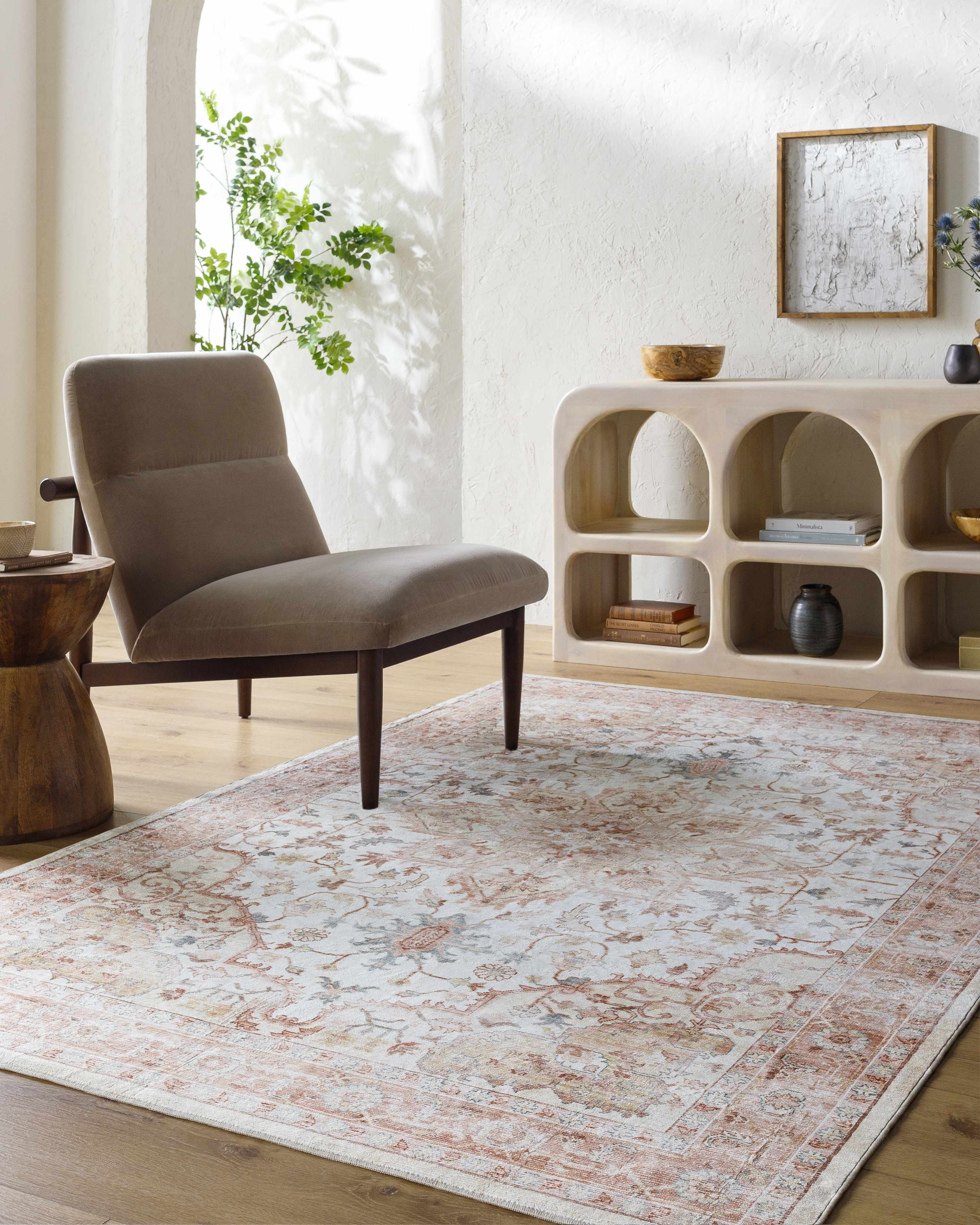 Lotan Pink Medallion Washable Area Rug - Image 2