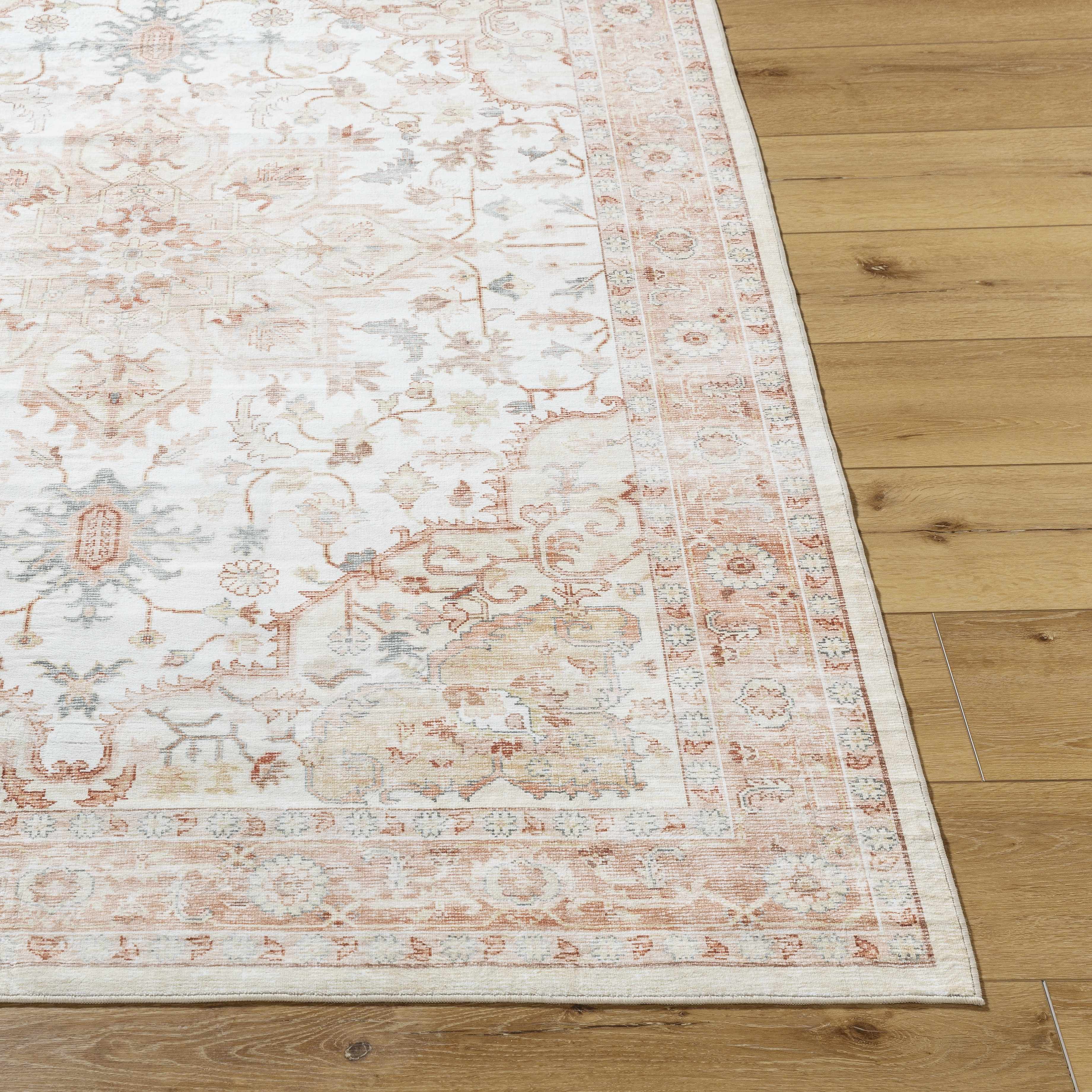 Lotan Pink Medallion Washable Area Rug - Image 3
