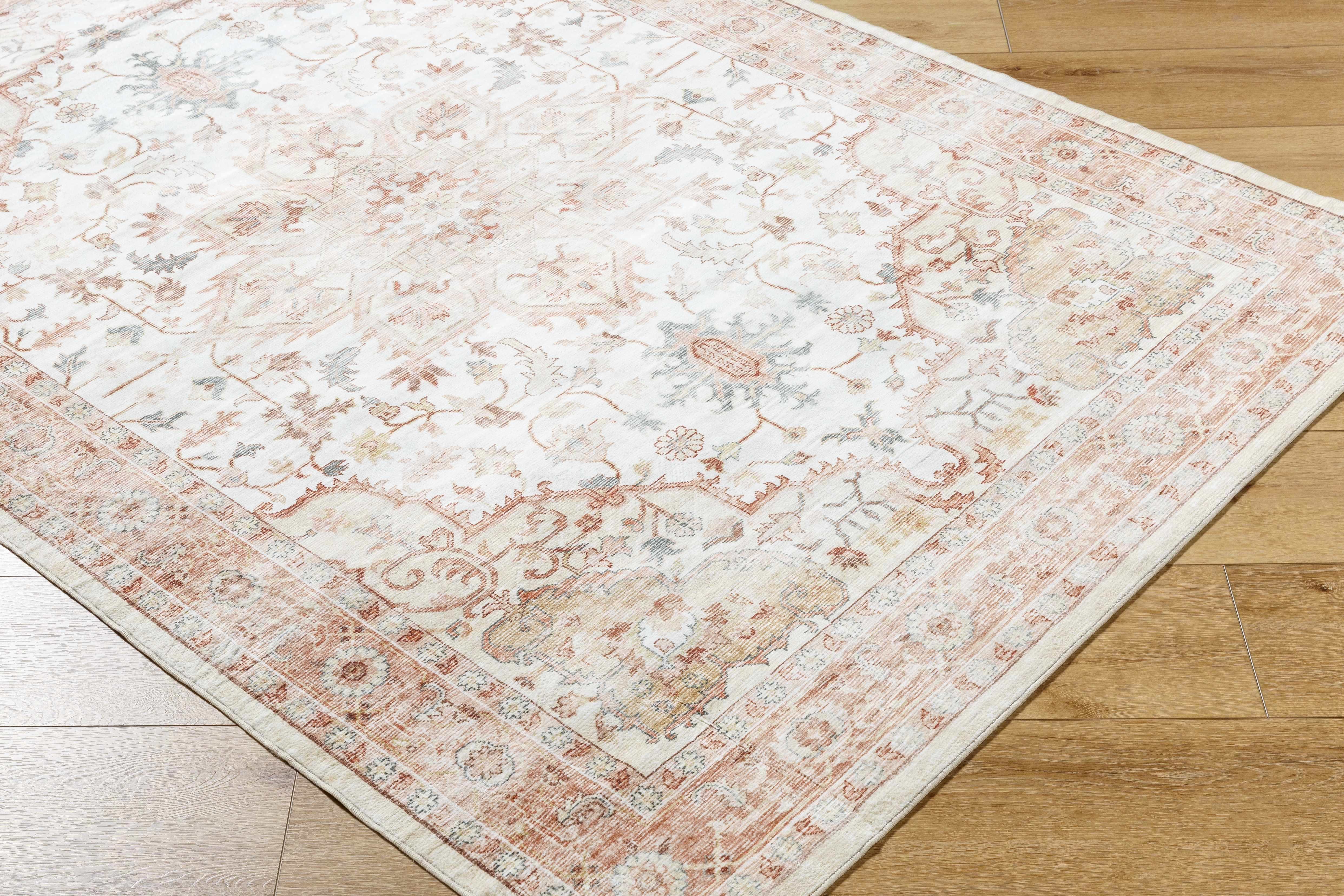 Lotan Pink Medallion Washable Area Rug - Image 4