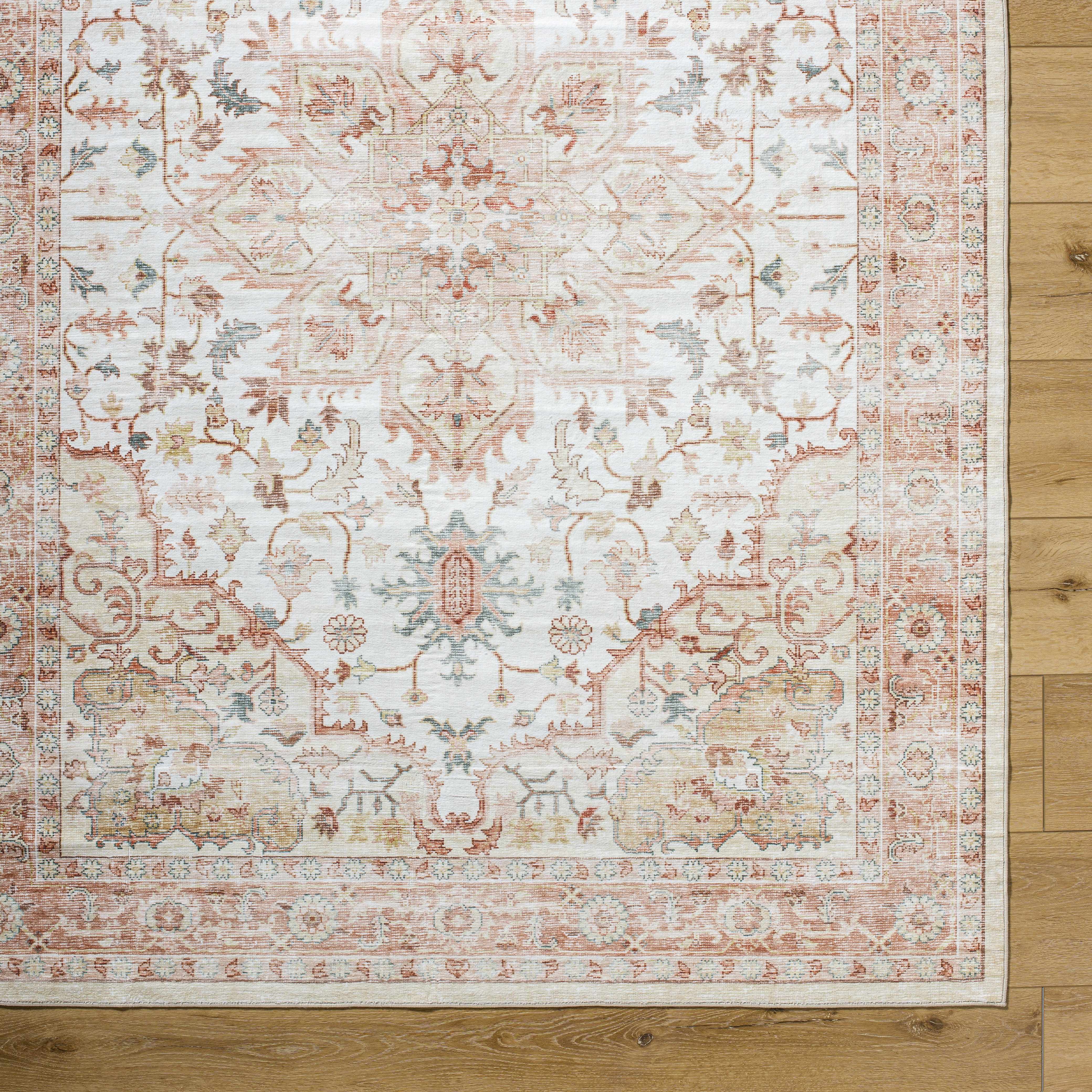 Lotan Pink Medallion Washable Area Rug - Image 7