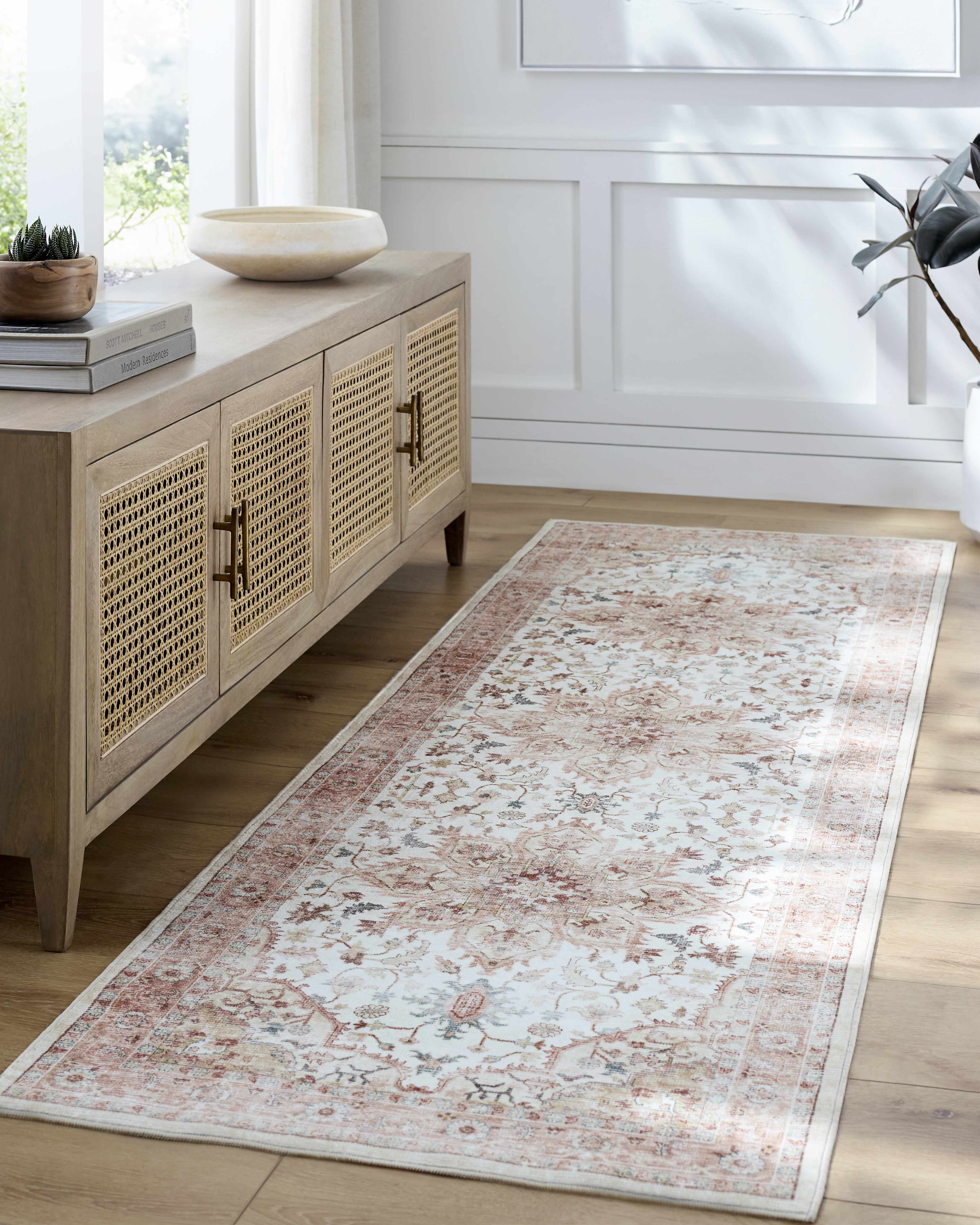Lotan Pink Medallion Washable Area Rug - Image 9