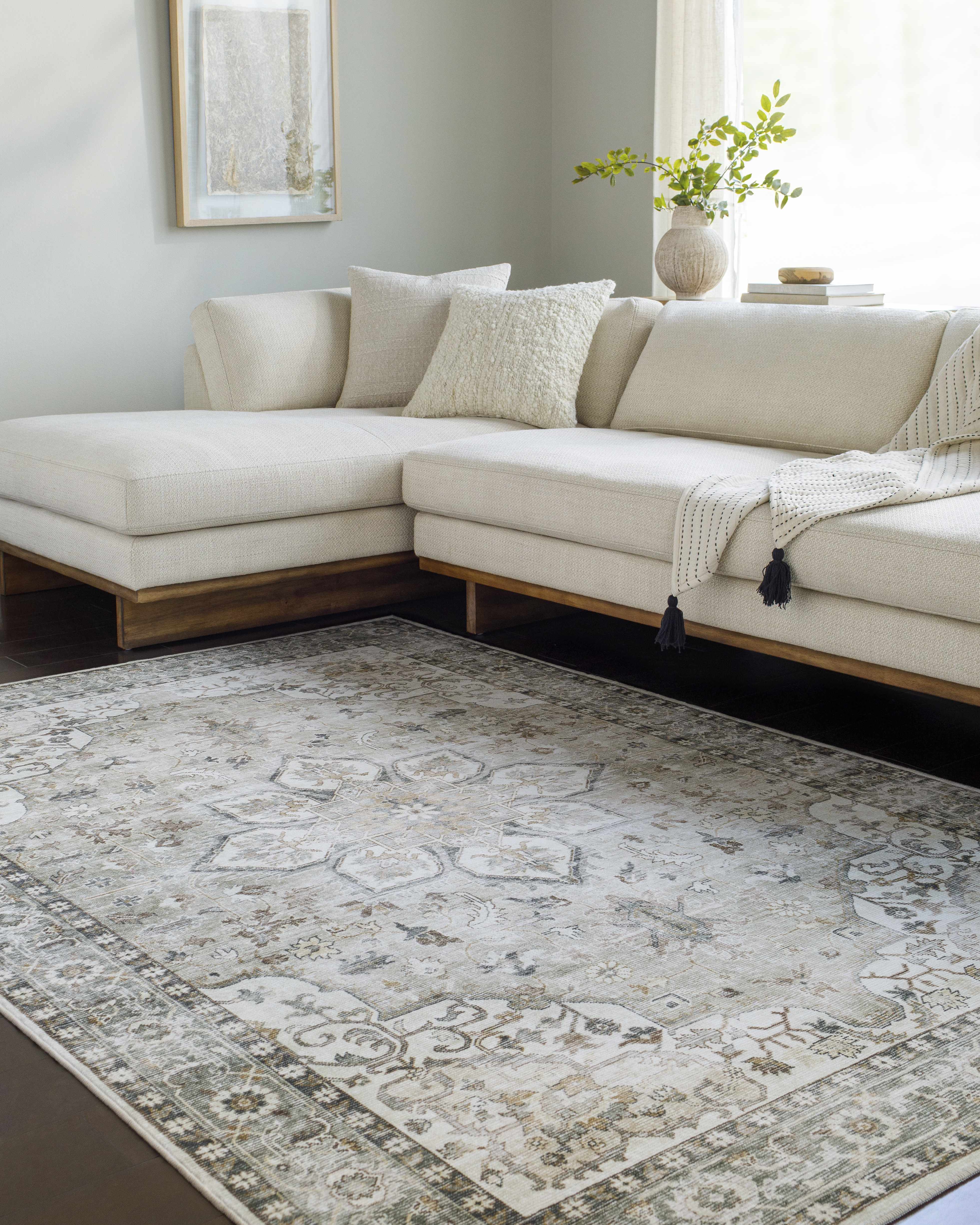 Lotan Sage Medallion Washable Area Rug - Image 2