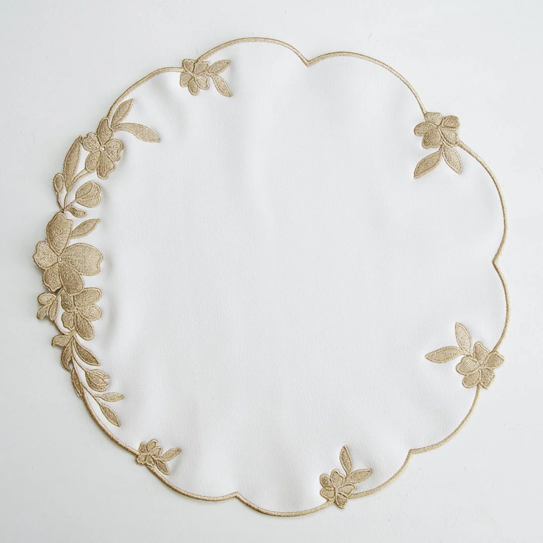 LOTUS WHITE GOLD ROUND FAUX LEATHER PLACEMAT - Image 6