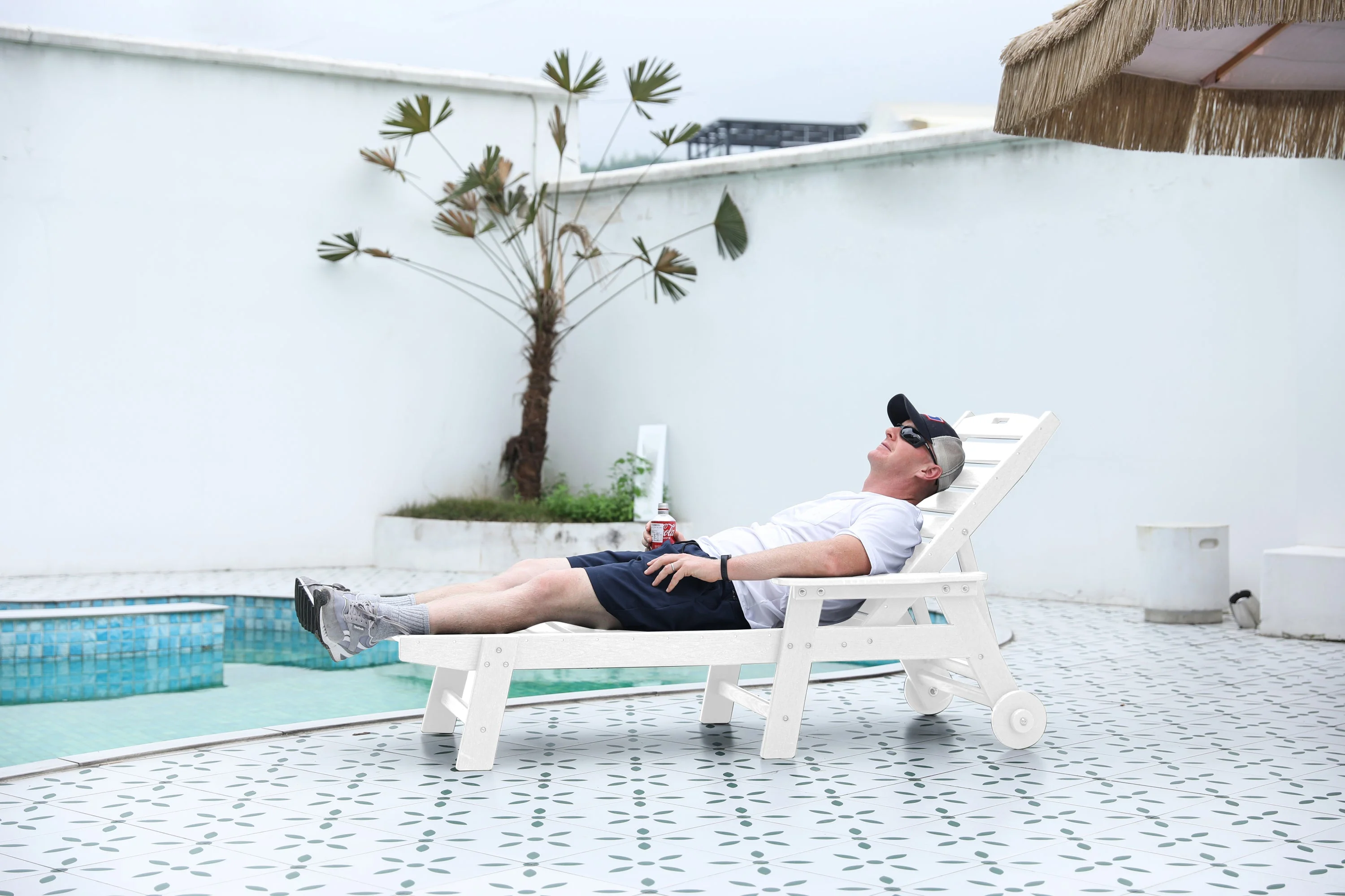 Lounge Chair Outdoor with Wood Texture, HDPE, Adjustable Backrest - Image 2