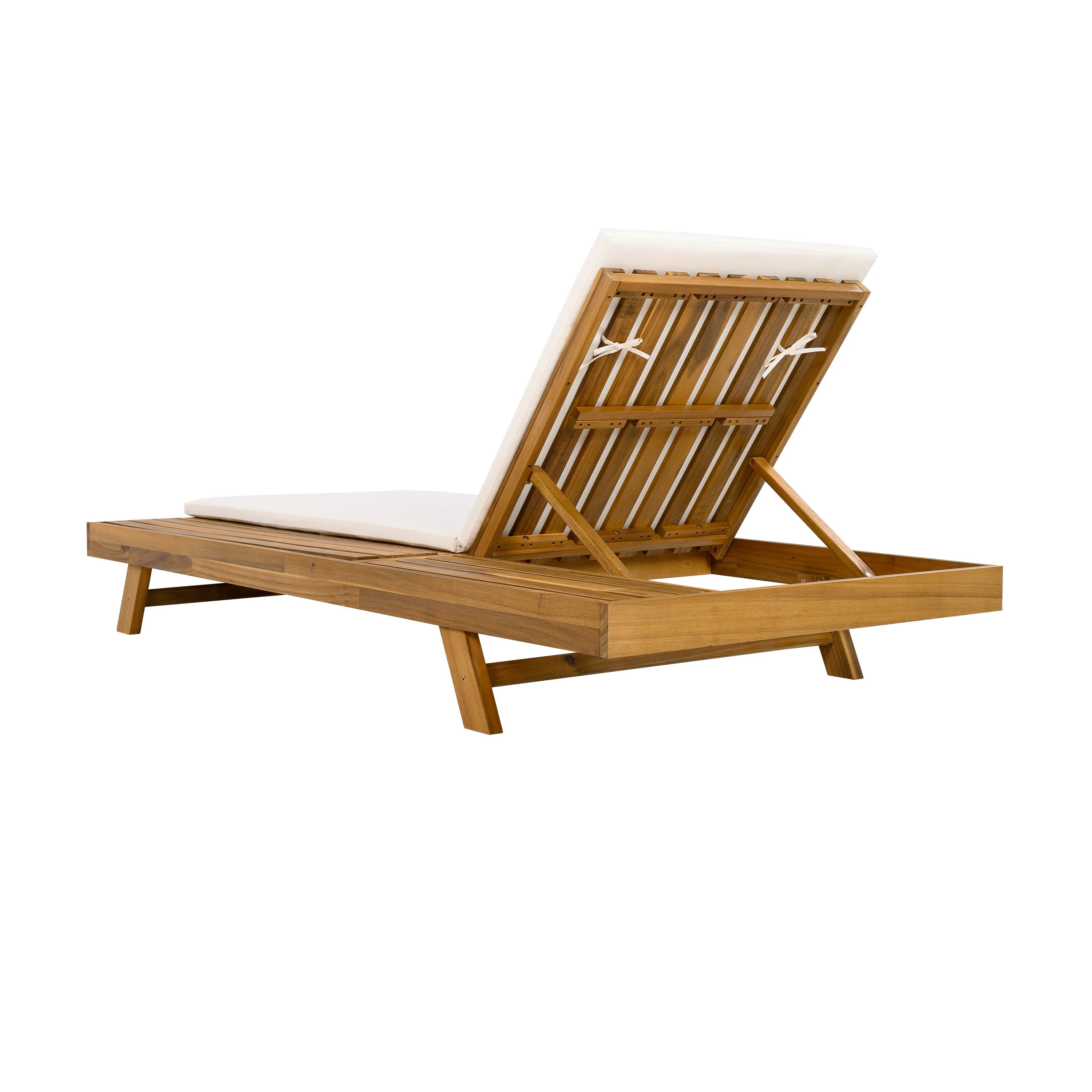 Lounge Chaise Set, Acacia Wood with Water-Resistant Cushions - Image 11