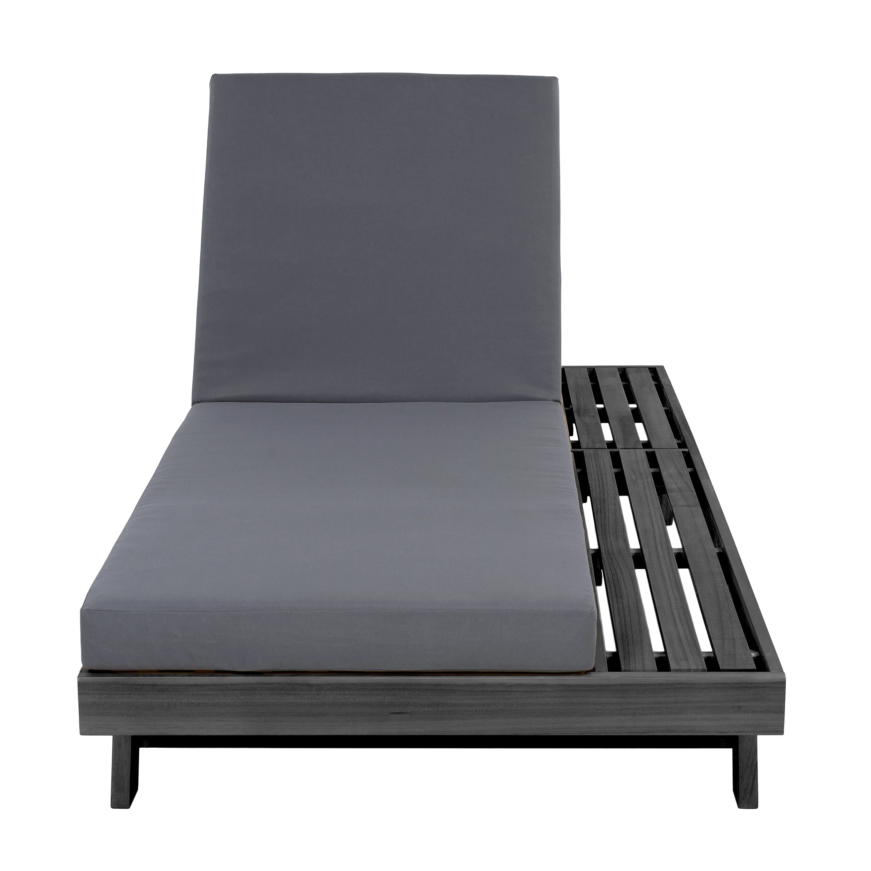 Lounge Chaise Set in Black Acacia Wood with Water-Resistant Cushions - Image 10