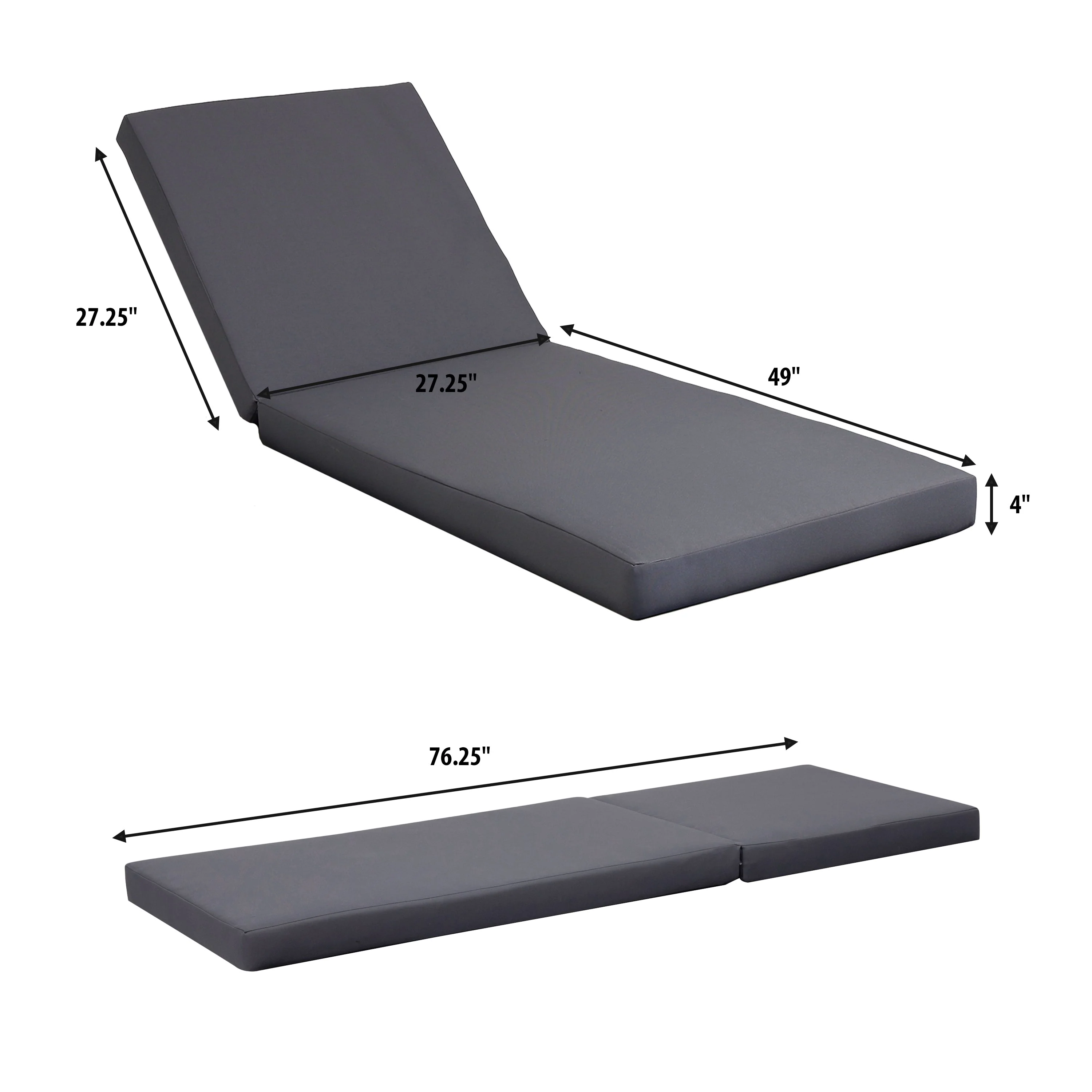Lounge Chaise Set in Black Acacia Wood with Water-Resistant Cushions - Image 4