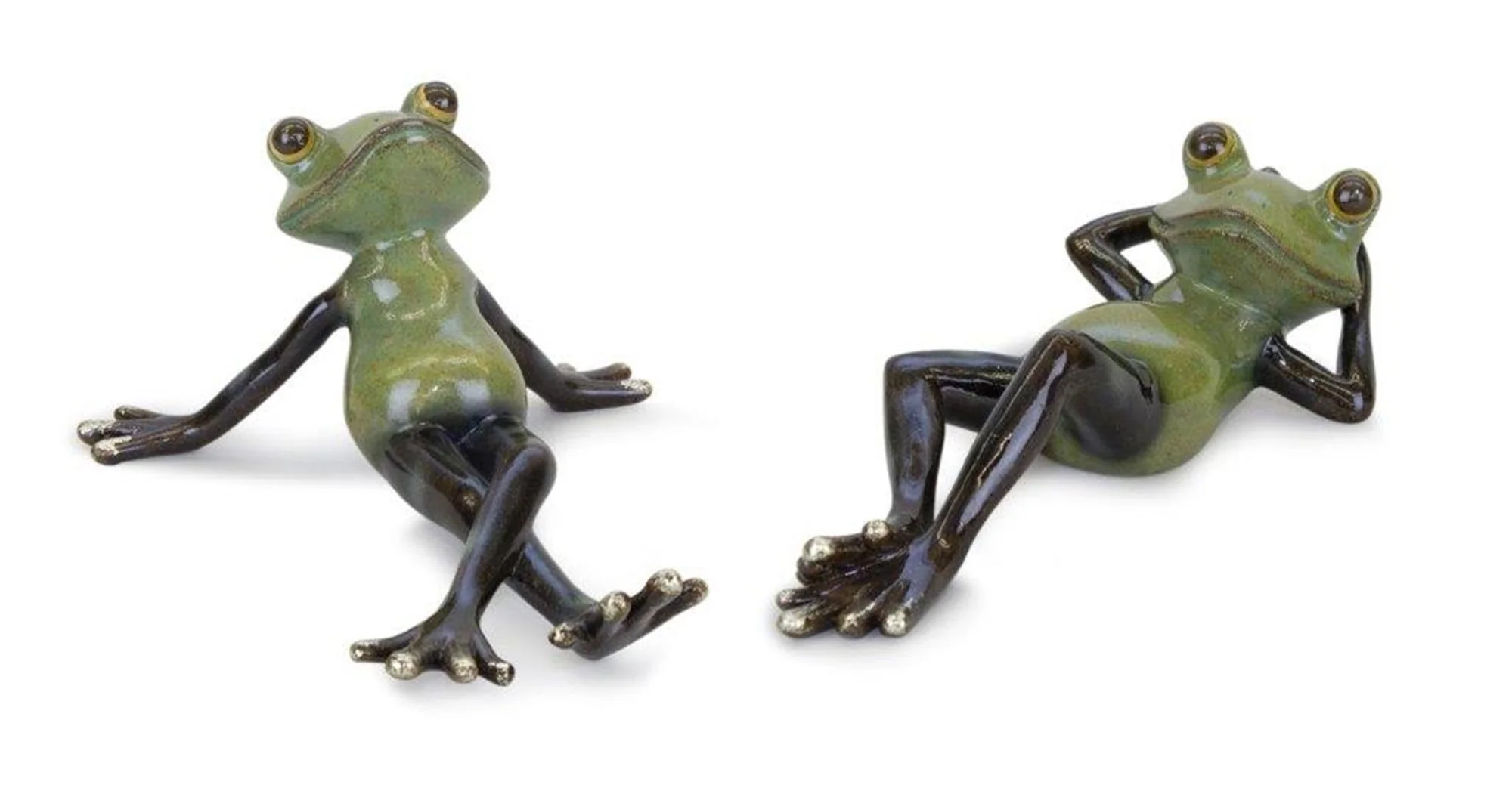 Lounging garden frog figurine (set of 2)