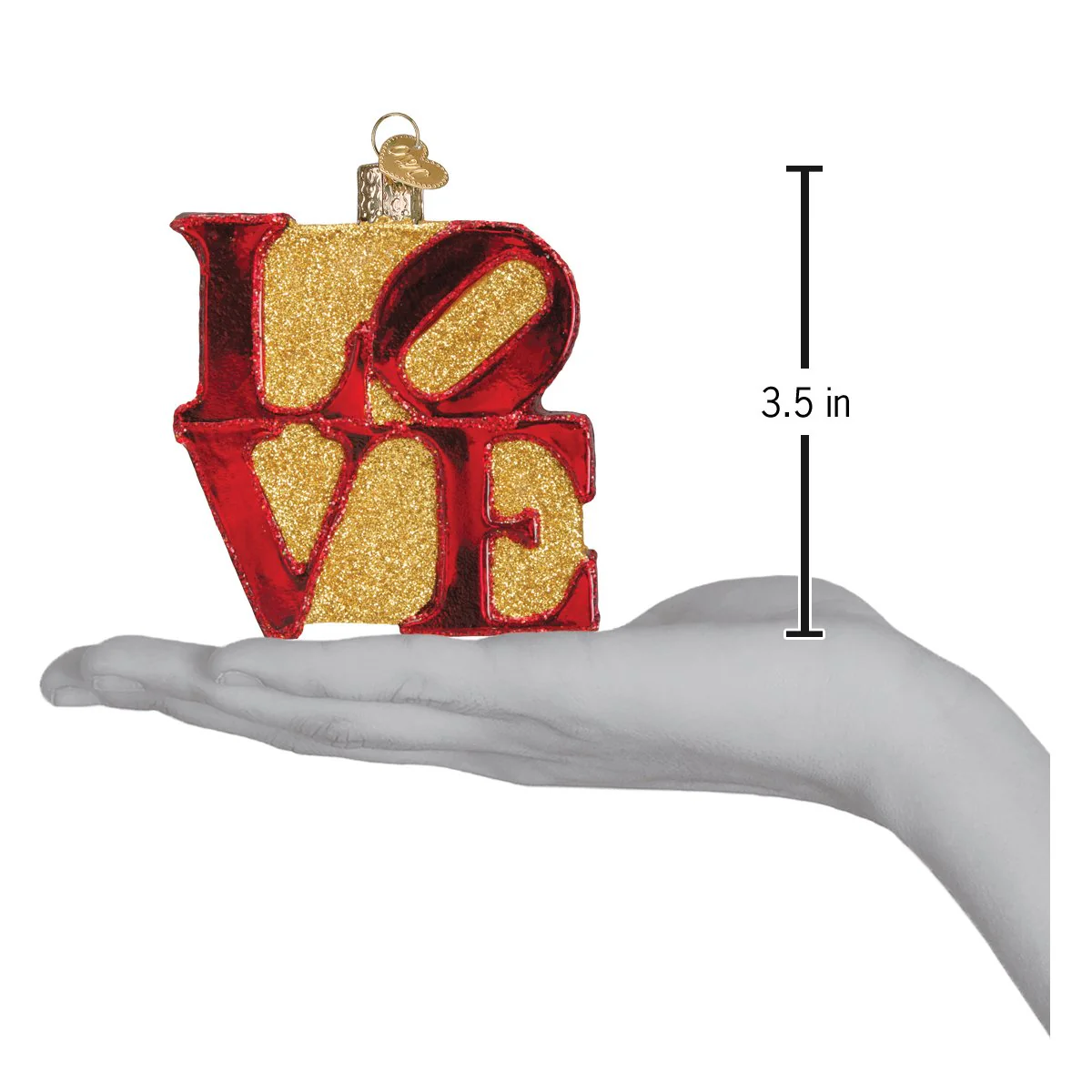 Love Ornament Mouth-Blown Glass 3.5 x 3 x 0.75 - Image 6