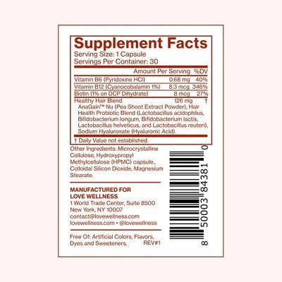 Love Wellness Healthy Hair Probiotics for Fuller and Shinier Hair 30ct - New - Image 6
