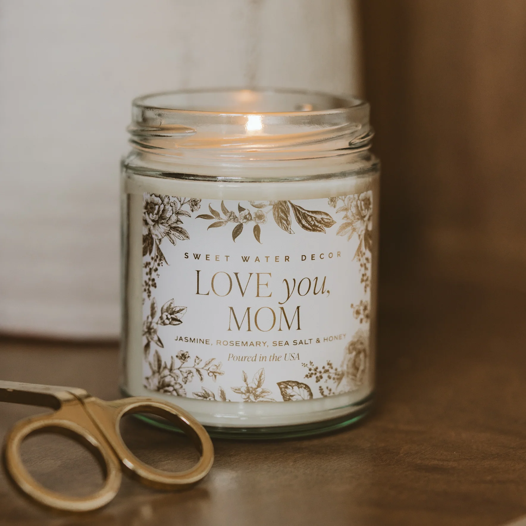 Love You, Mom Soy Candle - Clear Patterned Jar - 9 oz - Image 2
