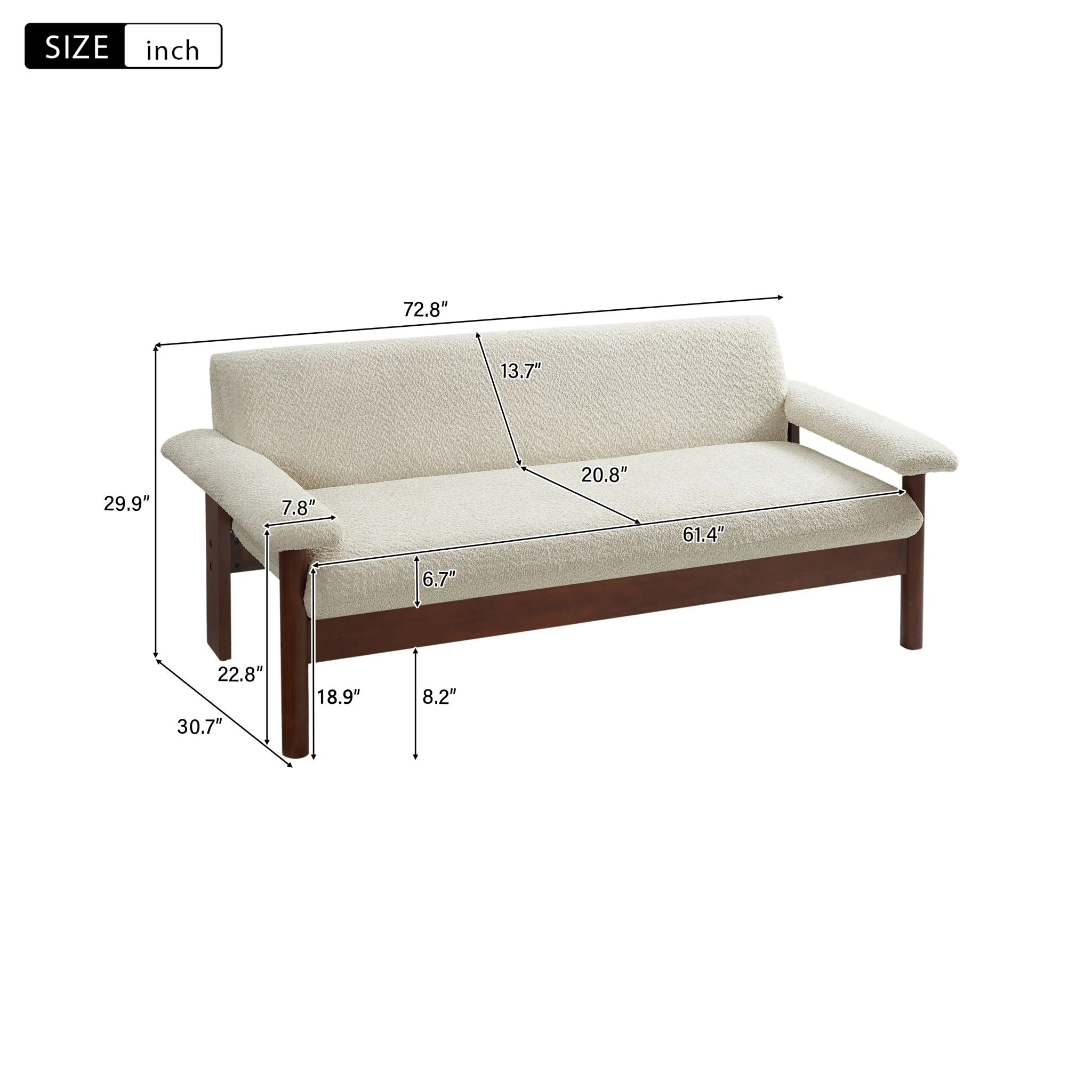 Loveseat Sofa 2 Seater Couch with Armrest Pillows - Image 11