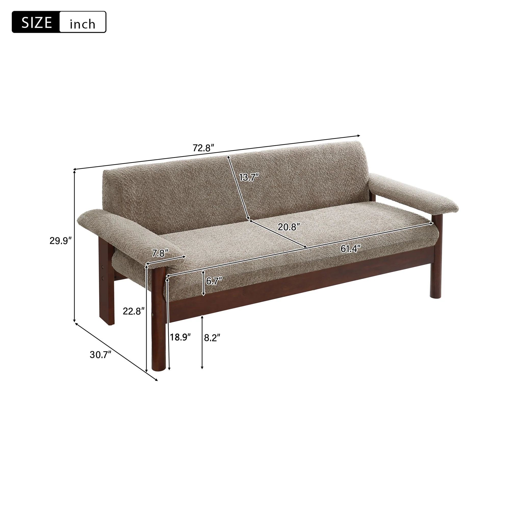 Loveseat Sofa 2 Seater Couch with Armrest Pillows - Image 7