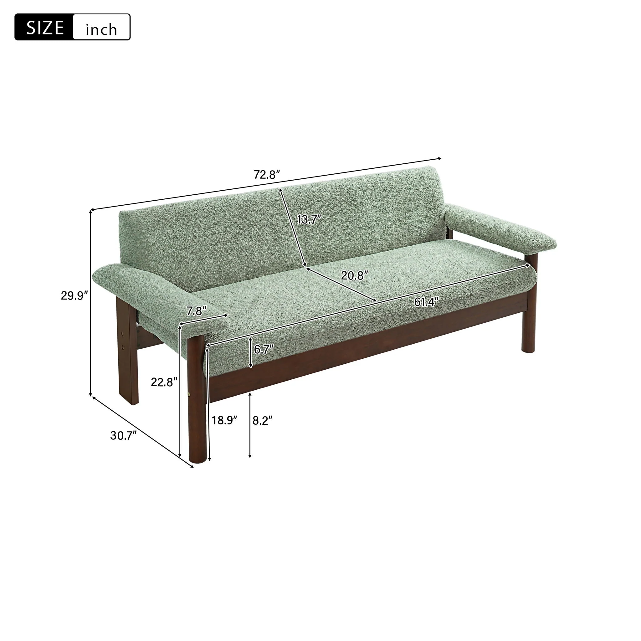 Loveseat Sofa 2 Seater Couch with Armrest Pillows - Image 9