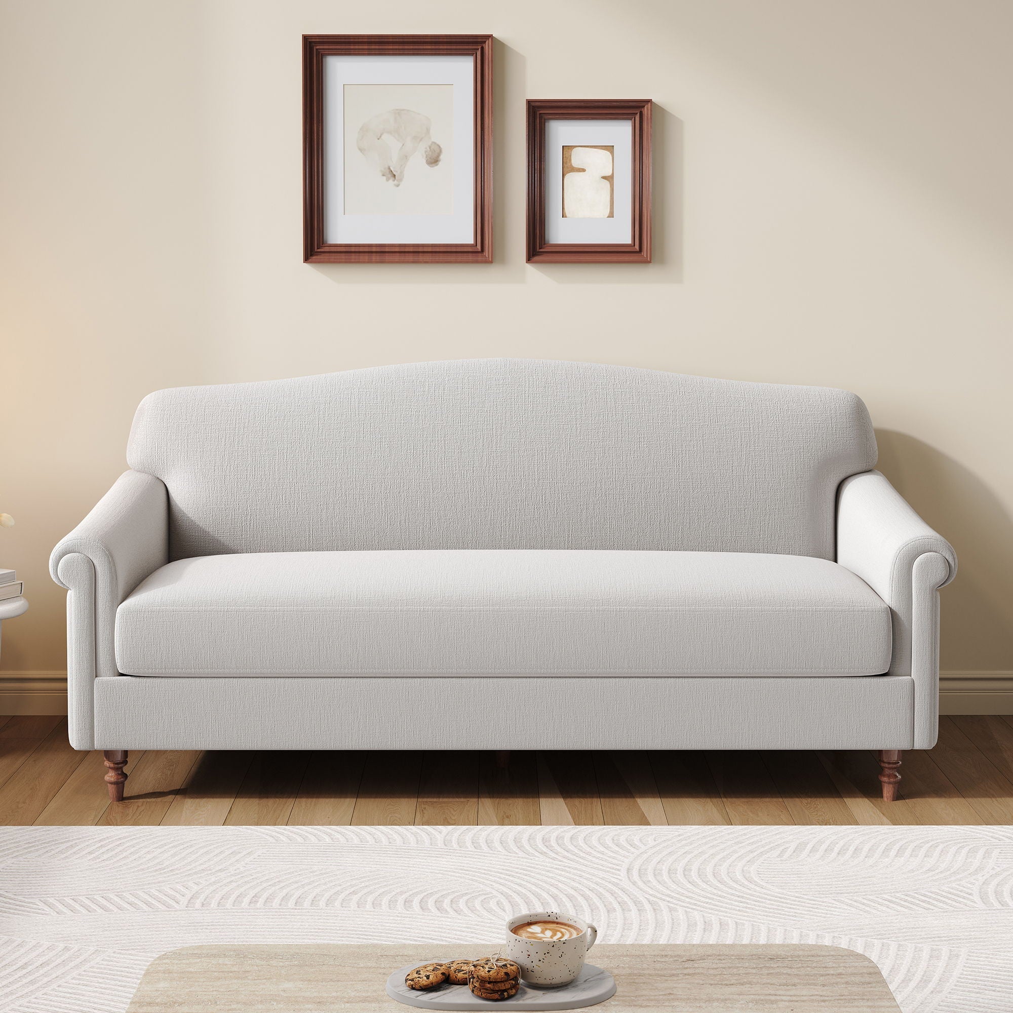 Loveseat Sofa, 2 Seater Couch with Rolled Arms - Image 3