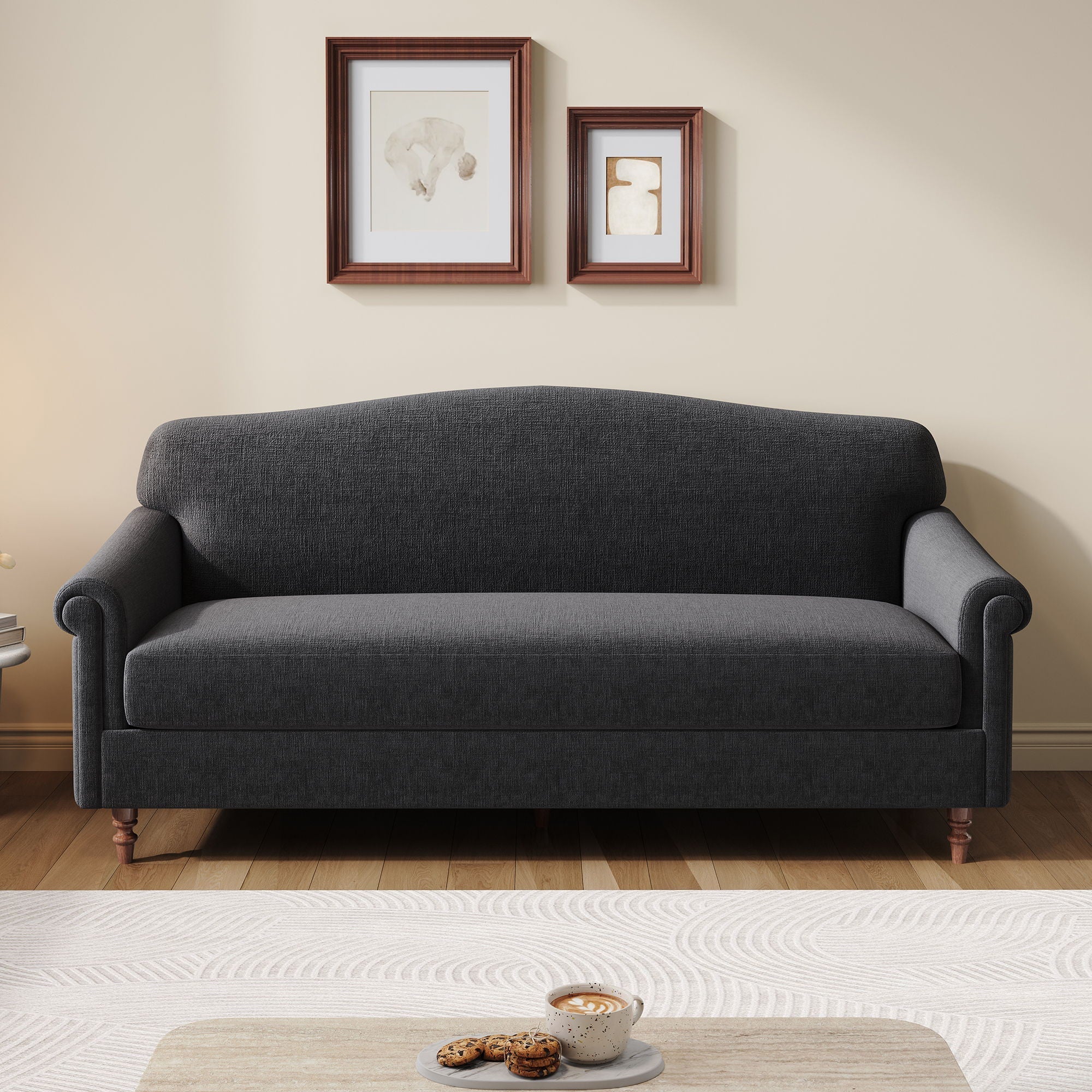 Loveseat Sofa, 2 Seater Couch with Rolled Arms - Image 4