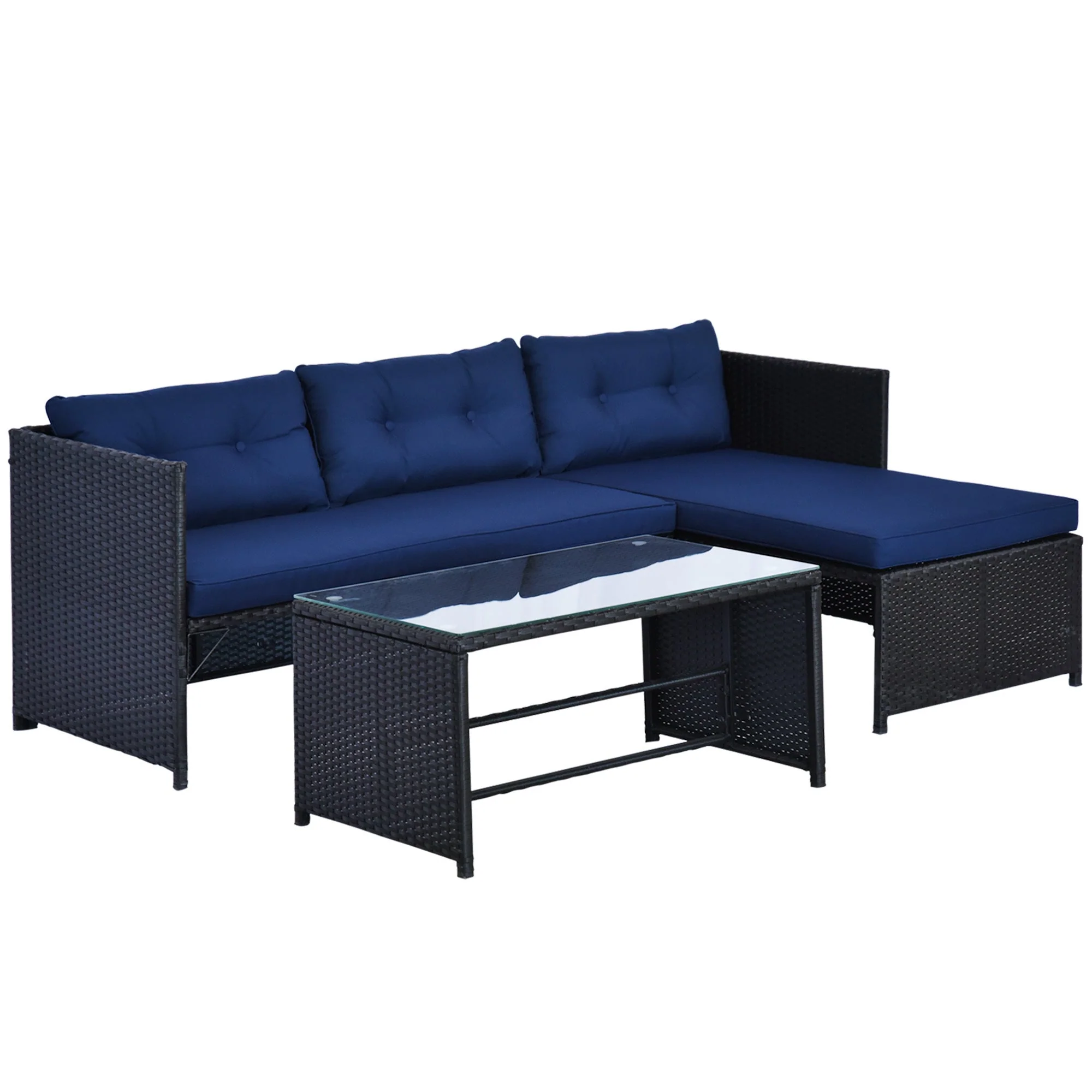 Loveseat Sofa Chaise Lounge Coffee Table Patio Furniture Set - Image 4