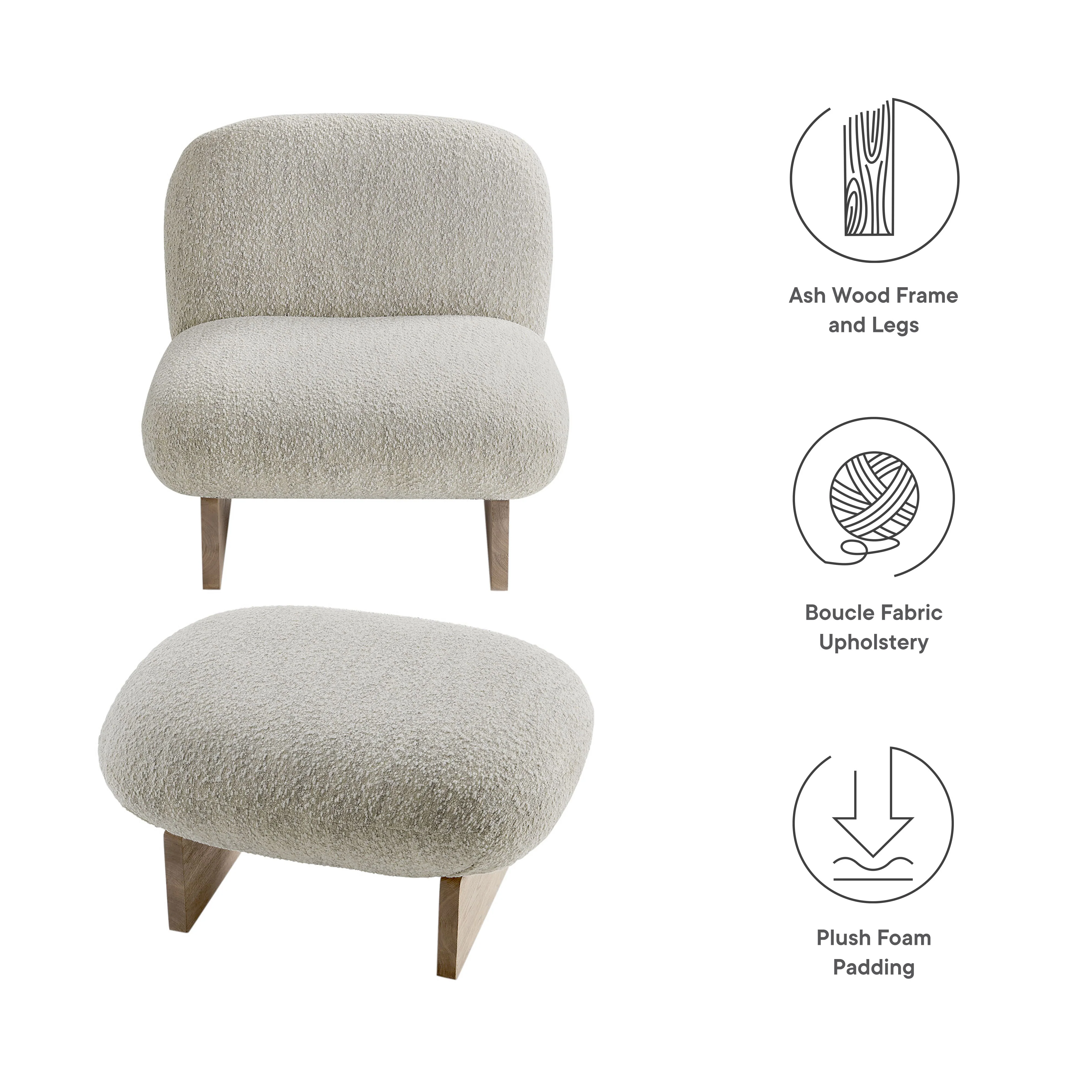 Loyal Boucle Fabric Accent Chair and Ottoman Set by Modway - Image 12