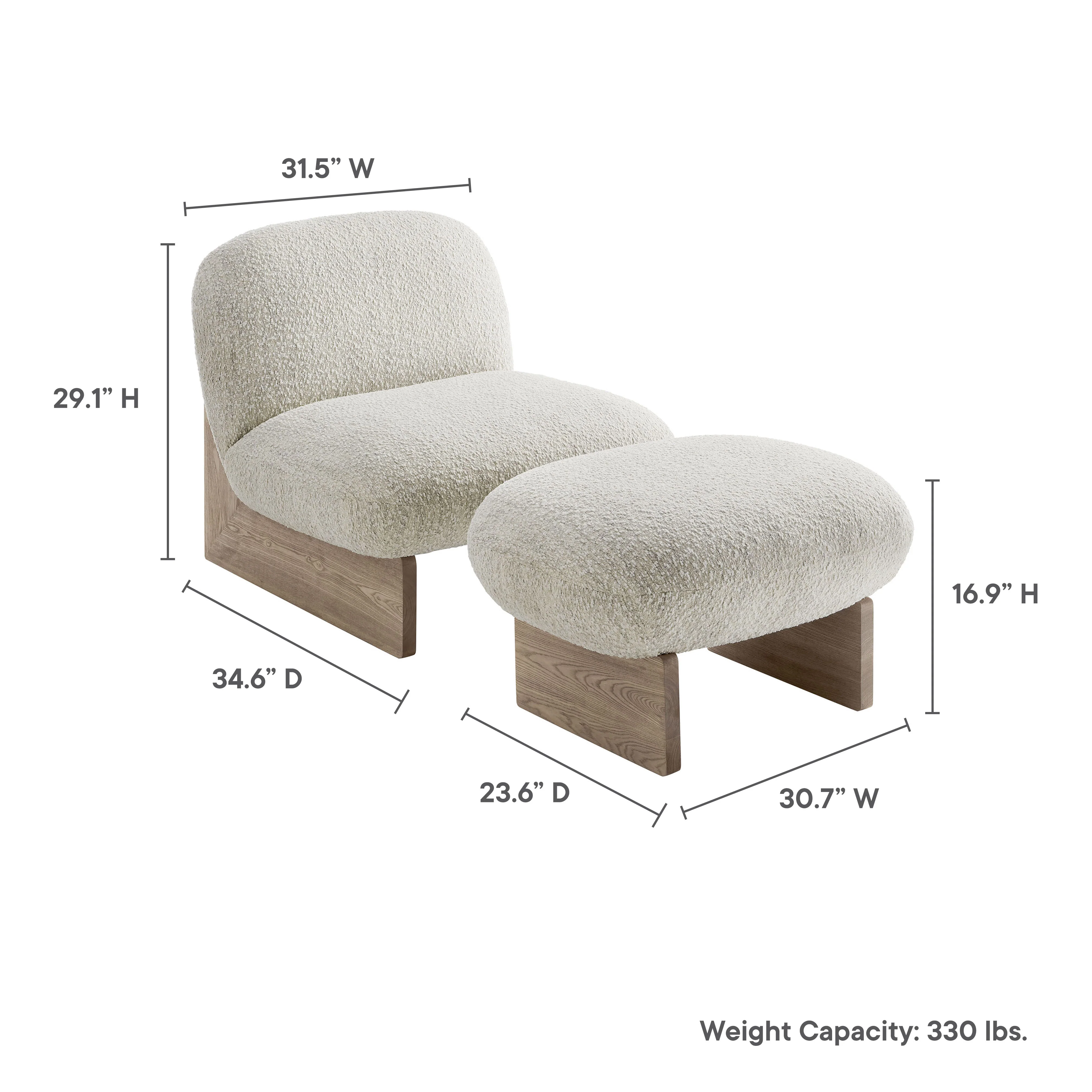 Loyal Boucle Fabric Accent Chair and Ottoman Set by Modway - Image 13