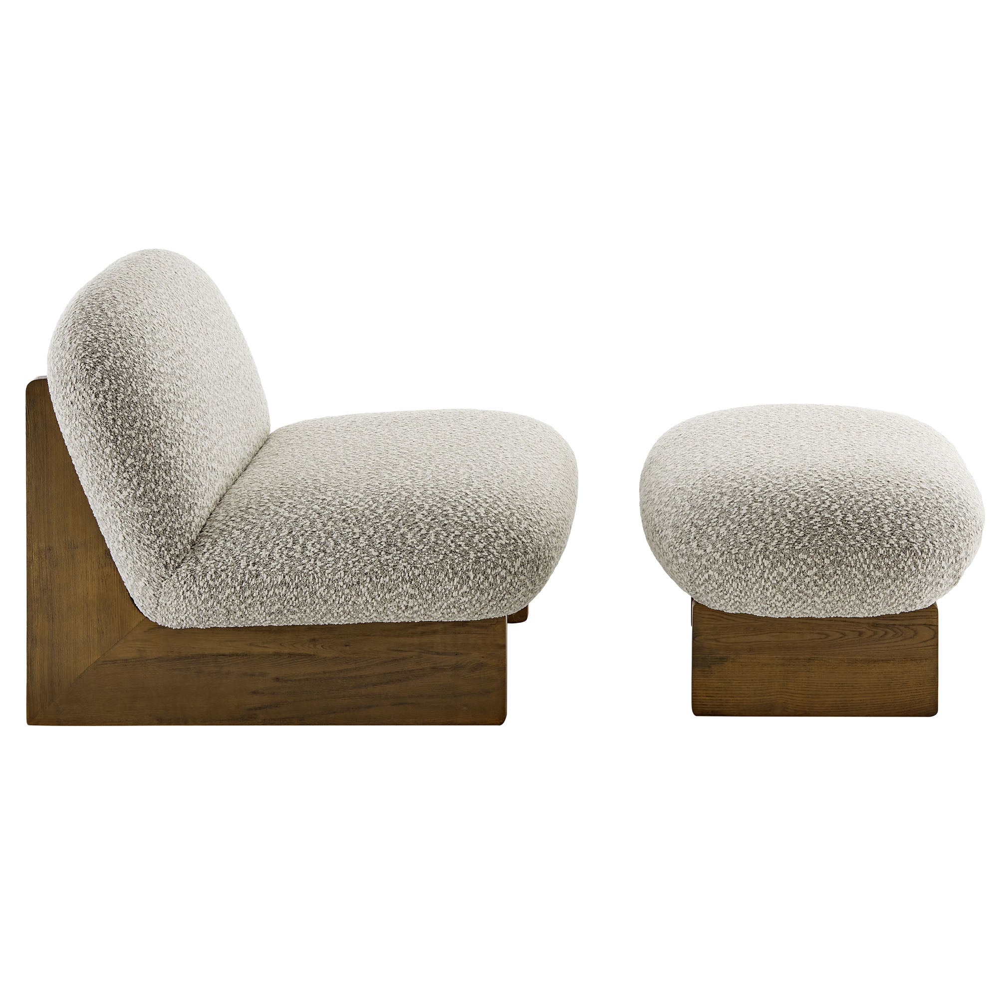 Loyal Boucle Fabric Accent Chair and Ottoman Set by Modway - Image 4