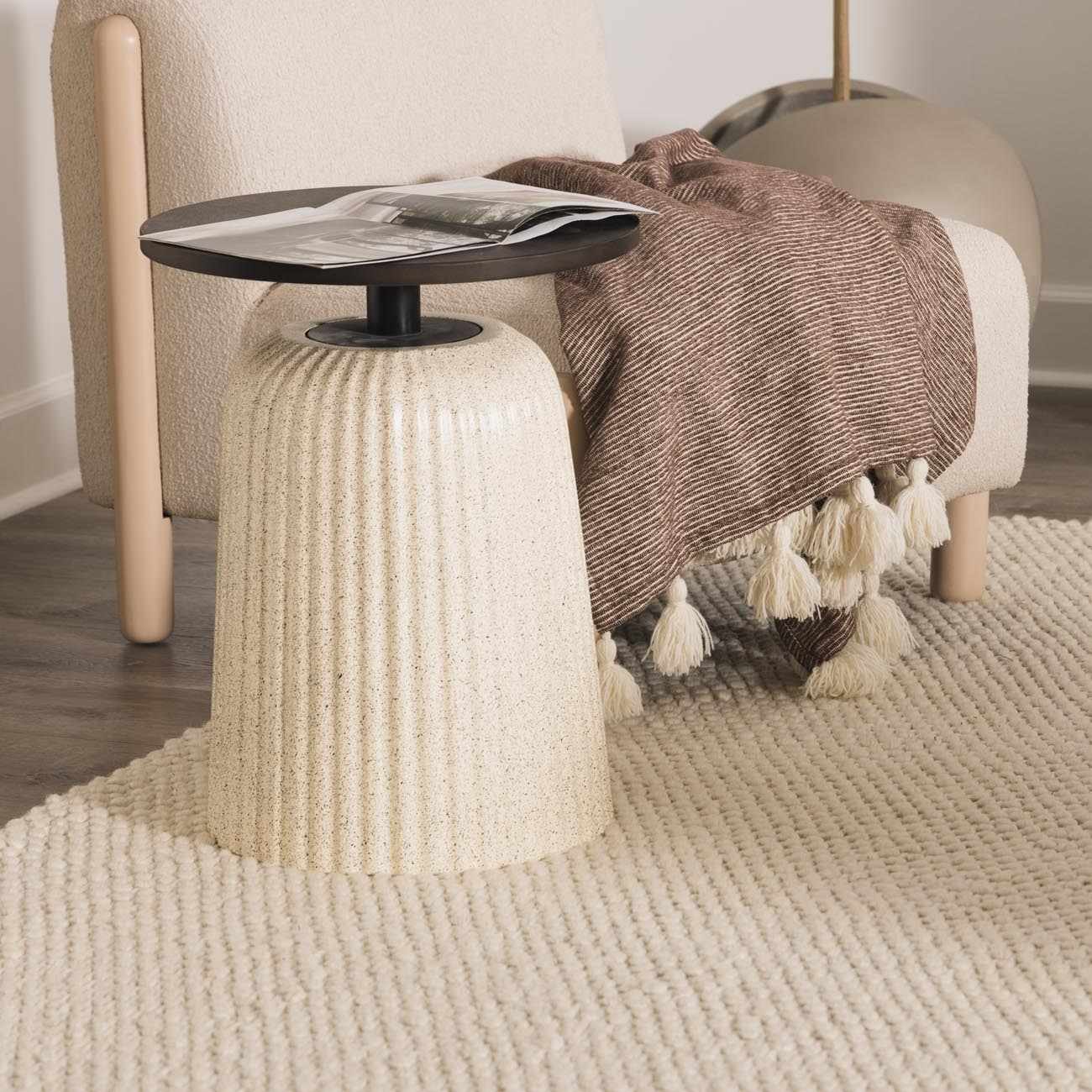 Lucerne Plain Cream Wool Rug LNE-1000 - Image 10
