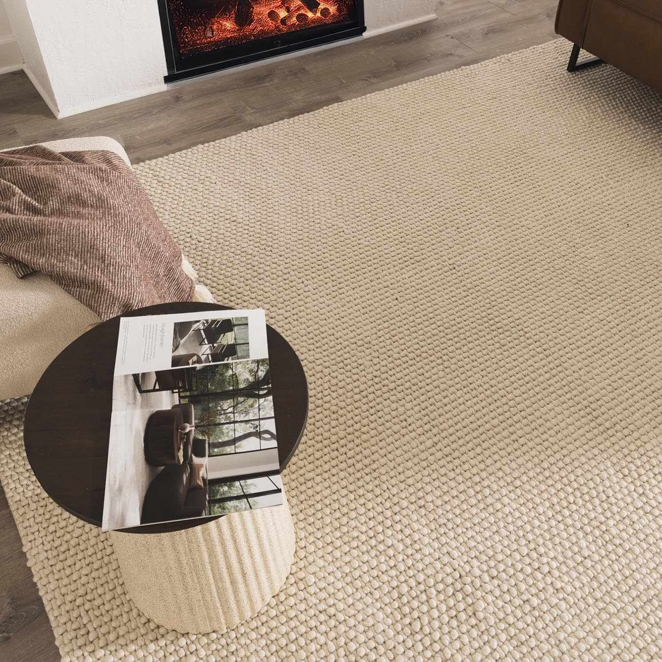 Lucerne Plain Cream Wool Rug LNE-1000 - Image 3