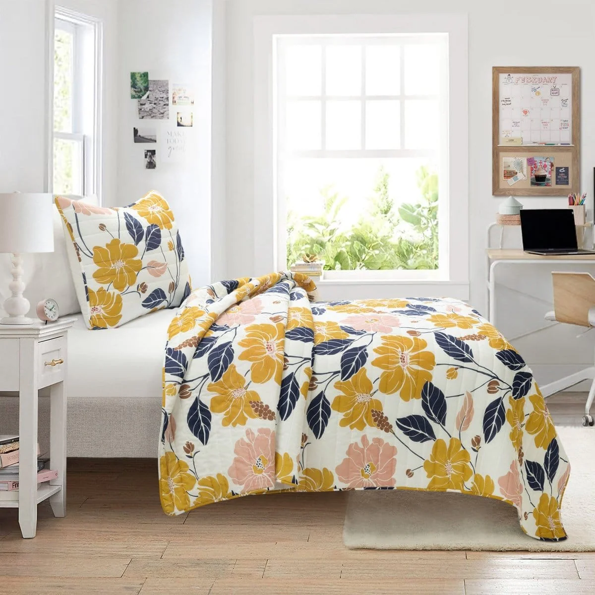 Lucia Abstract Floral Cotton Quilt Set - Image 2