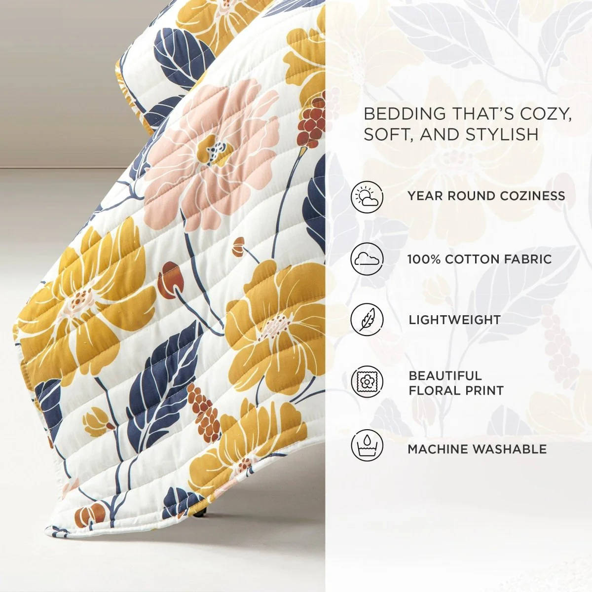 Lucia Abstract Floral Cotton Quilt Set - Image 8