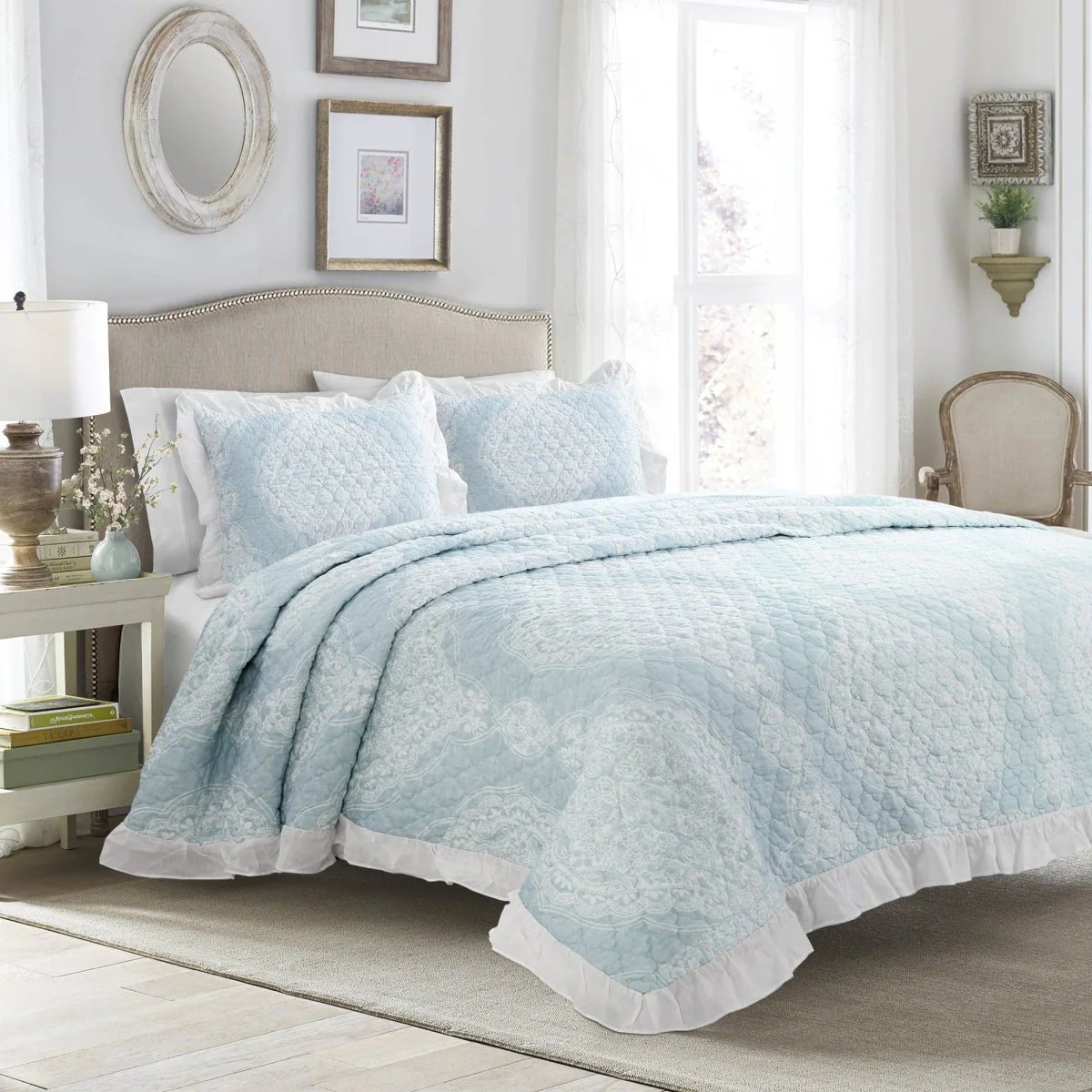 Lucianna Ruffle Edge Cotton Bedspread Set - Image 2