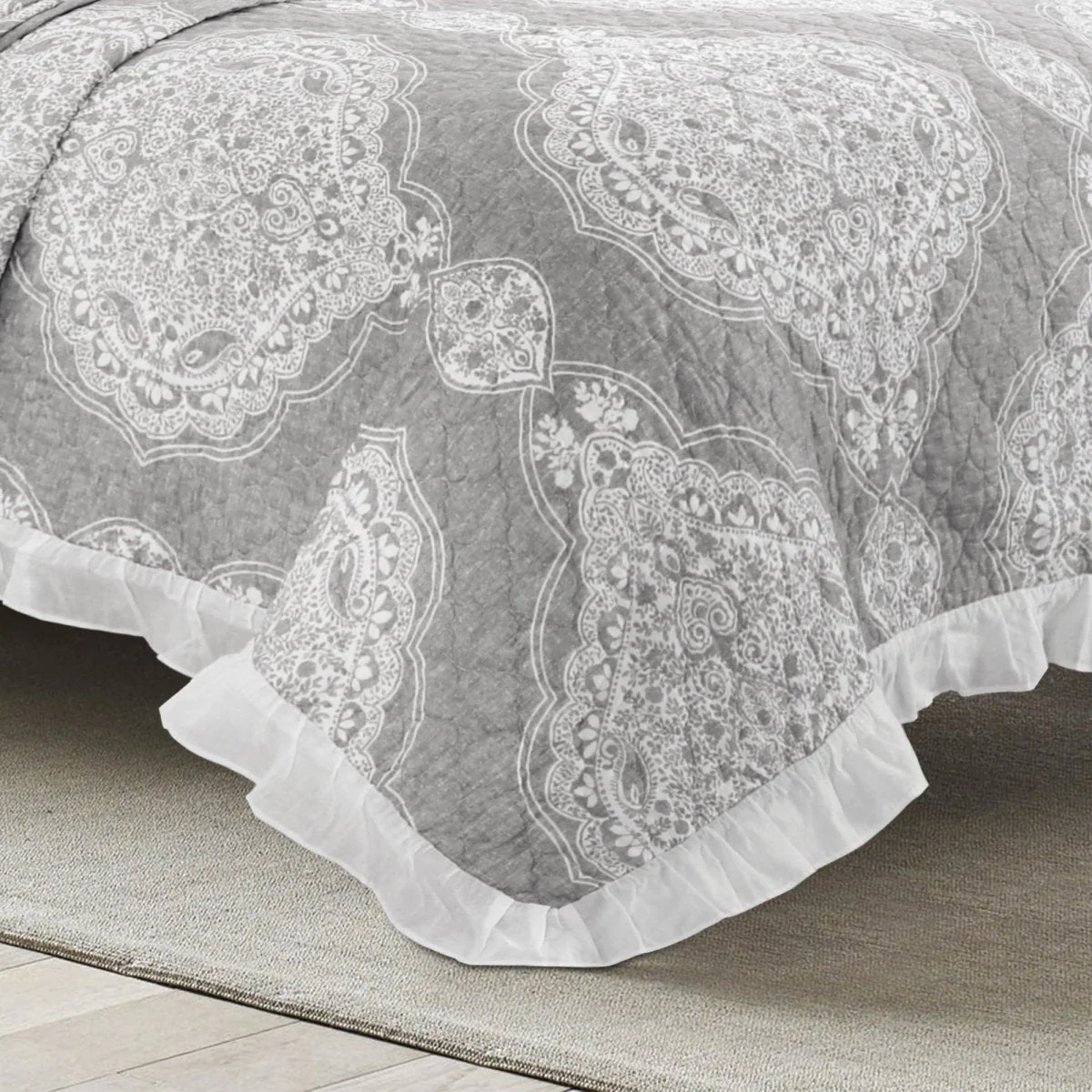 Lucianna Ruffle Edge Cotton Bedspread Set - Image 7