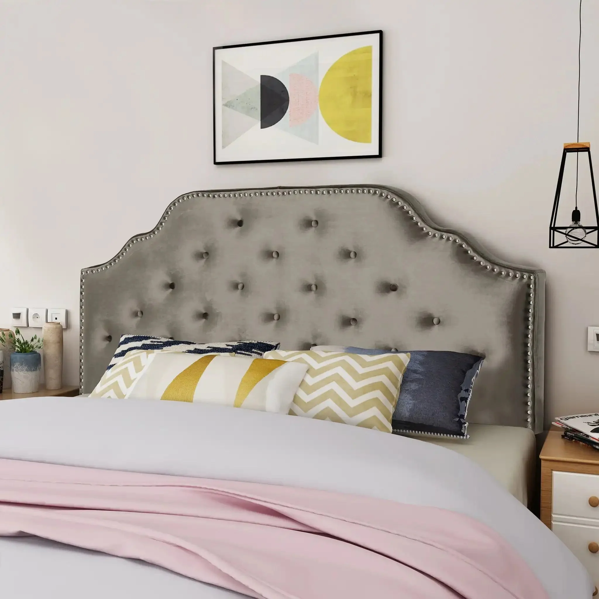 Luella - Button Tufted Upholstered Headboard - Image 10