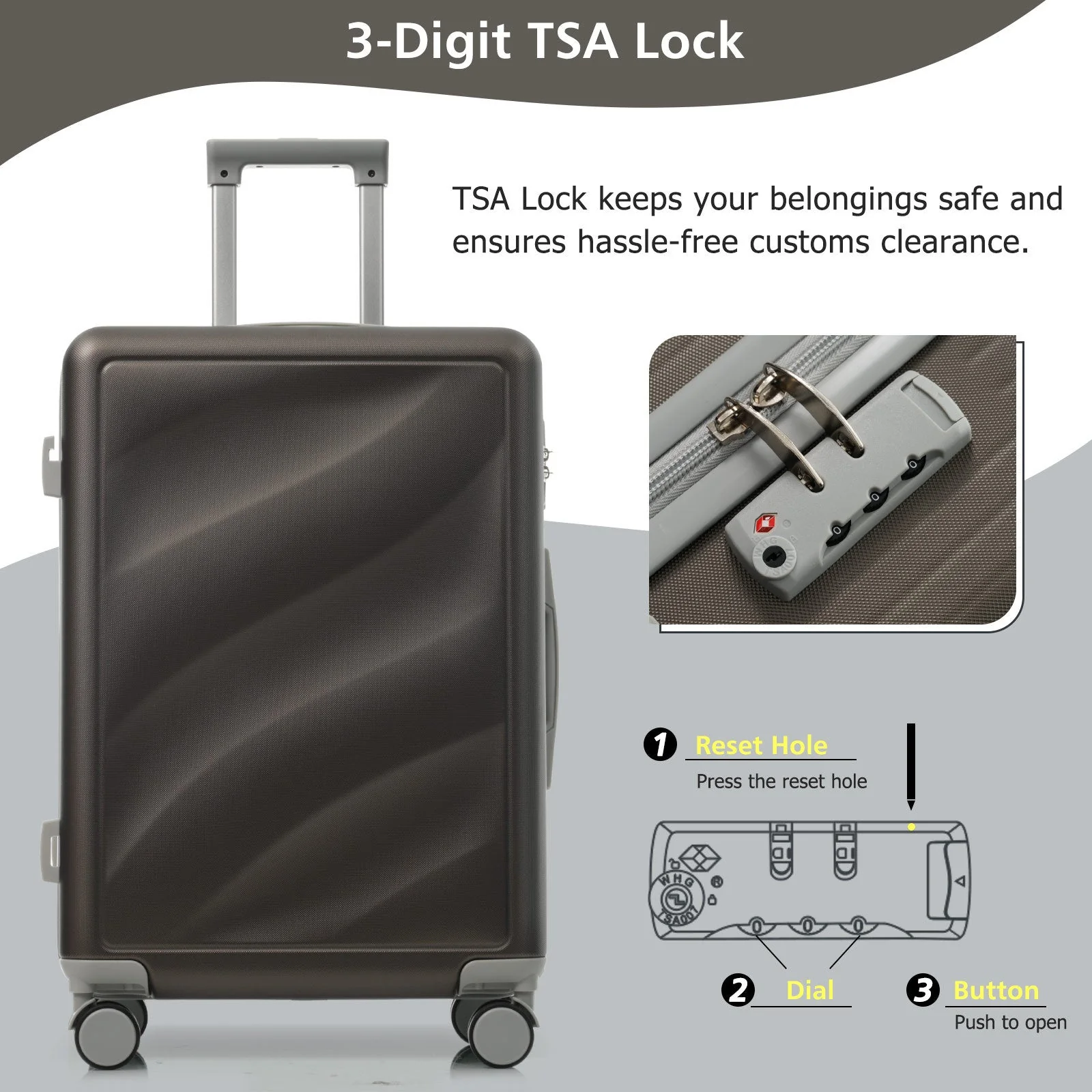 Luggage Set 3 Piece Lightweight Durable ABS Suitcases with TSA Lock - Image 5